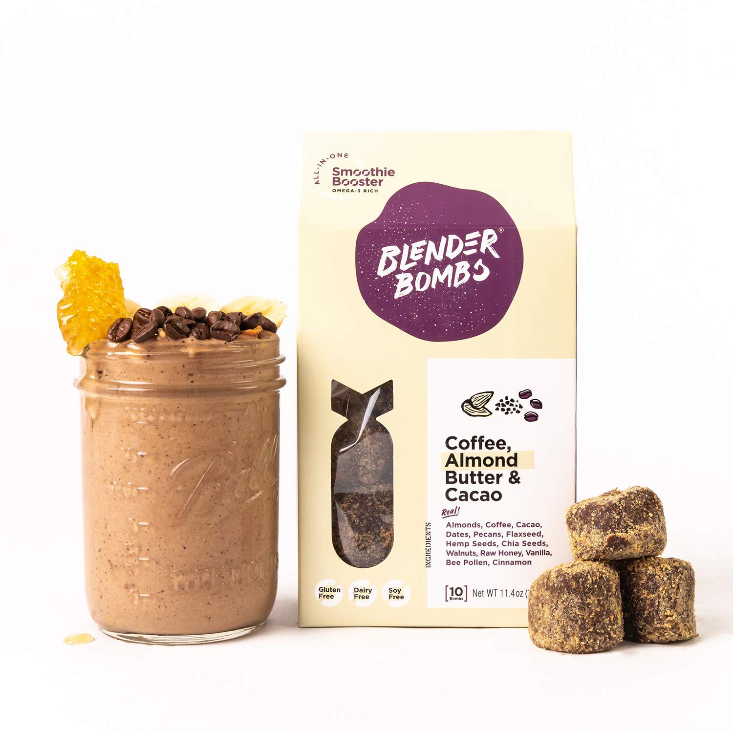  Smoothie Bombs Blender Boosters - Raw Cacao mix, Chia Seeds,  Superfood ingredients, Gluten-Free, Vegan, 5 Bombs Per Tube : Grocery &  Gourmet Food