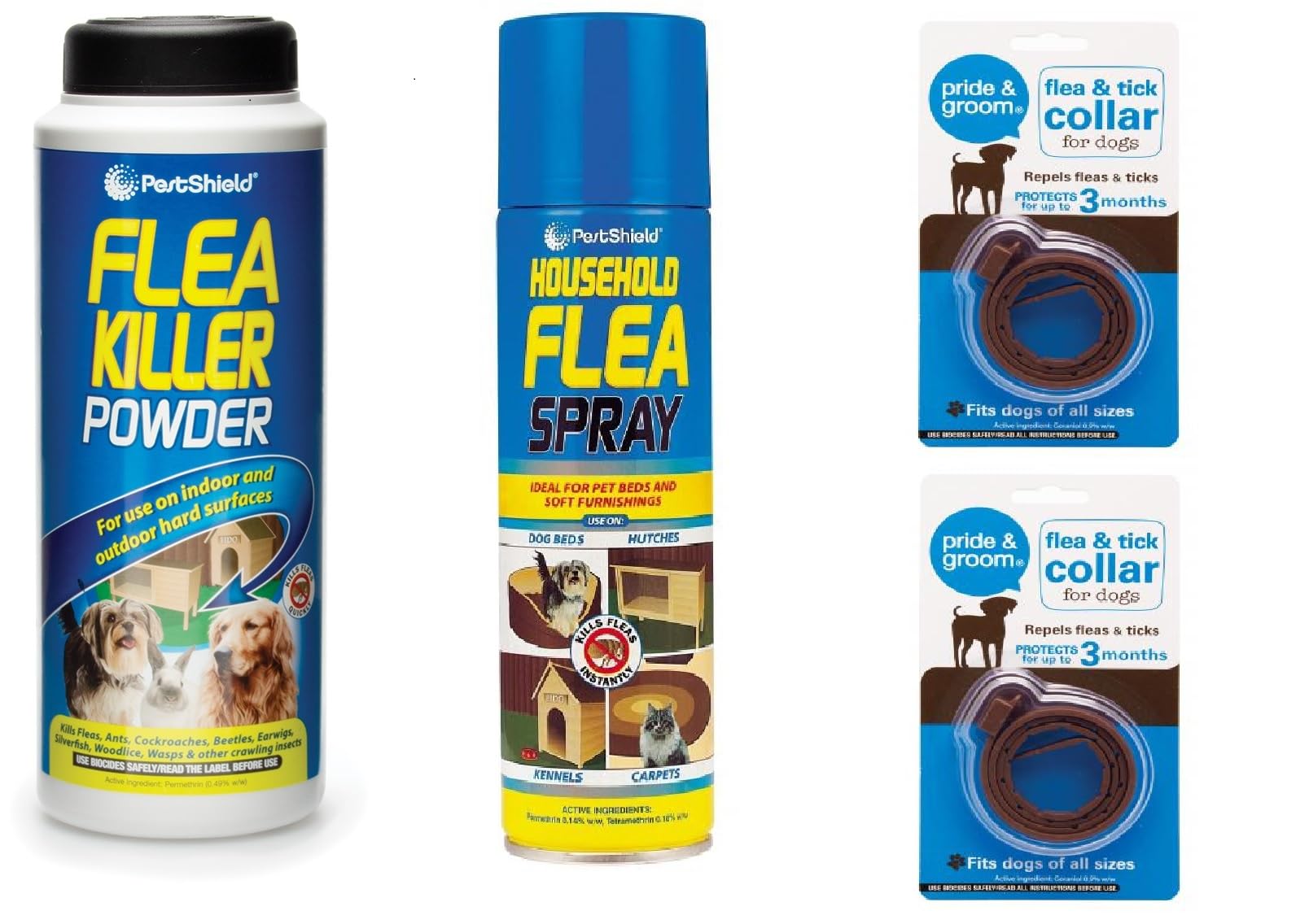 4 Pack Includes Flea Killer Powder + Aerosol Flea Killer Spray + 2