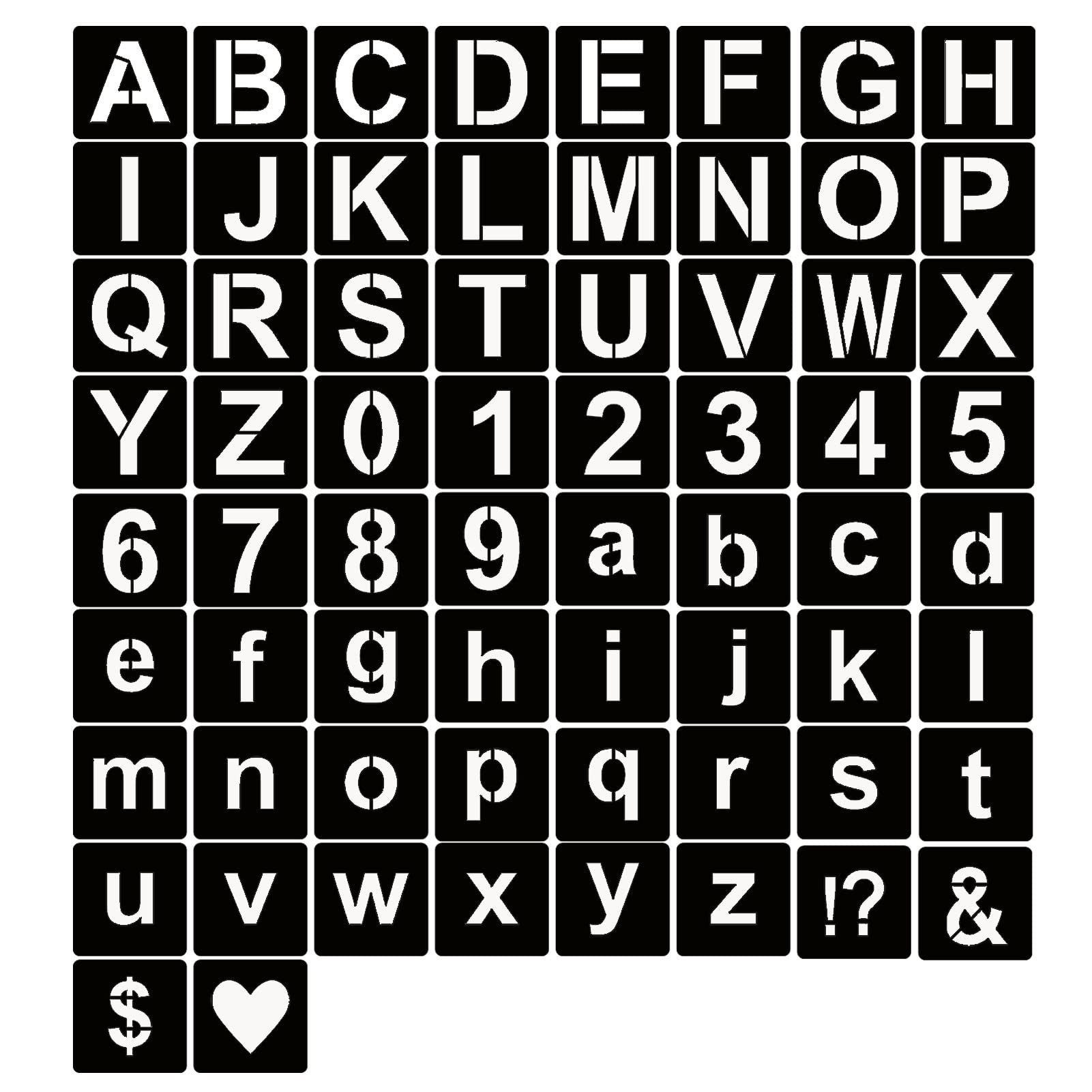 YEAJON 3 Inch Letter Stencils Symbol Numbers Craft Stencils, 66 Pcs  Reusable Plastic Alphabet Templates for