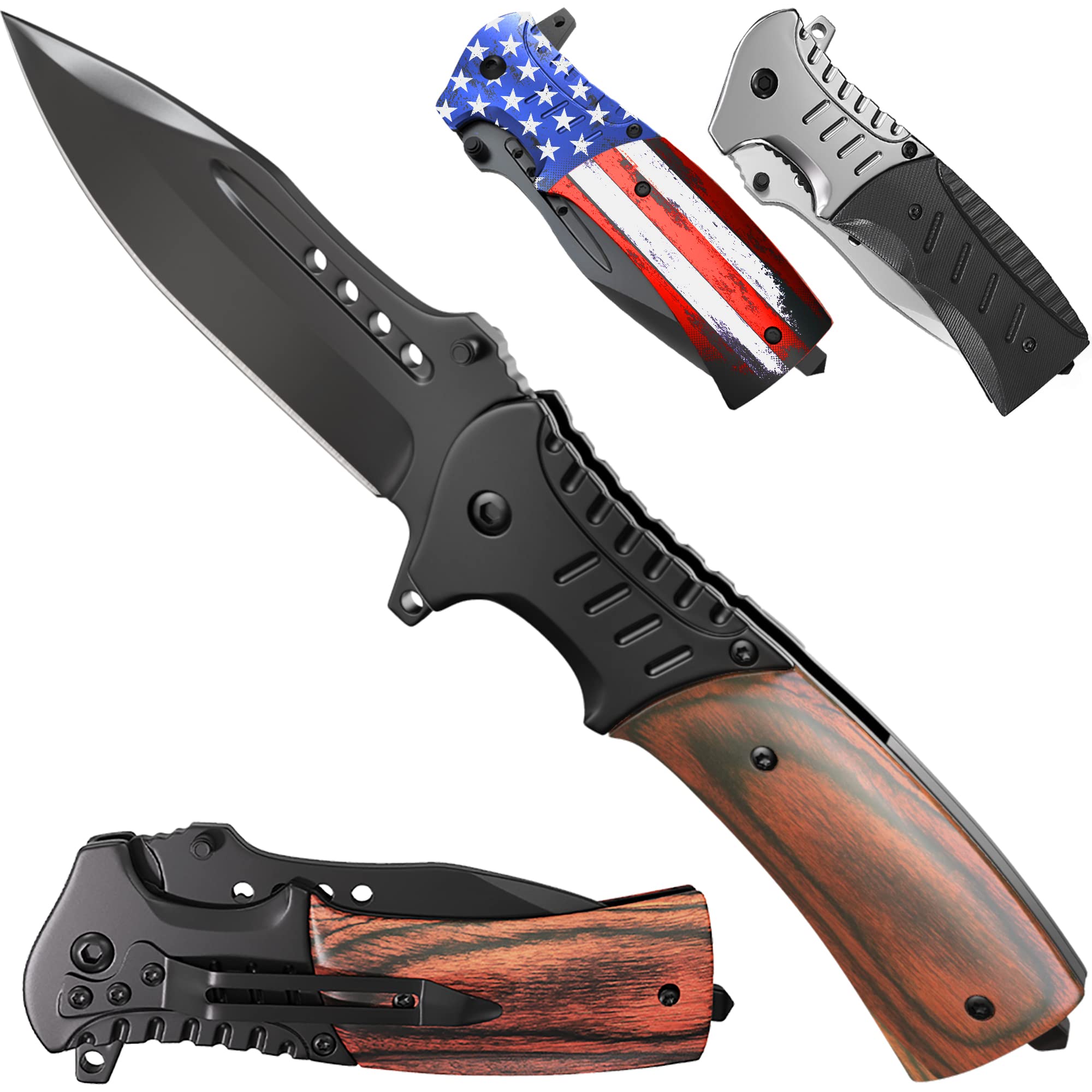 Military Tactical Camping Spring Open Assisted Folding Rescue Pocket Knife