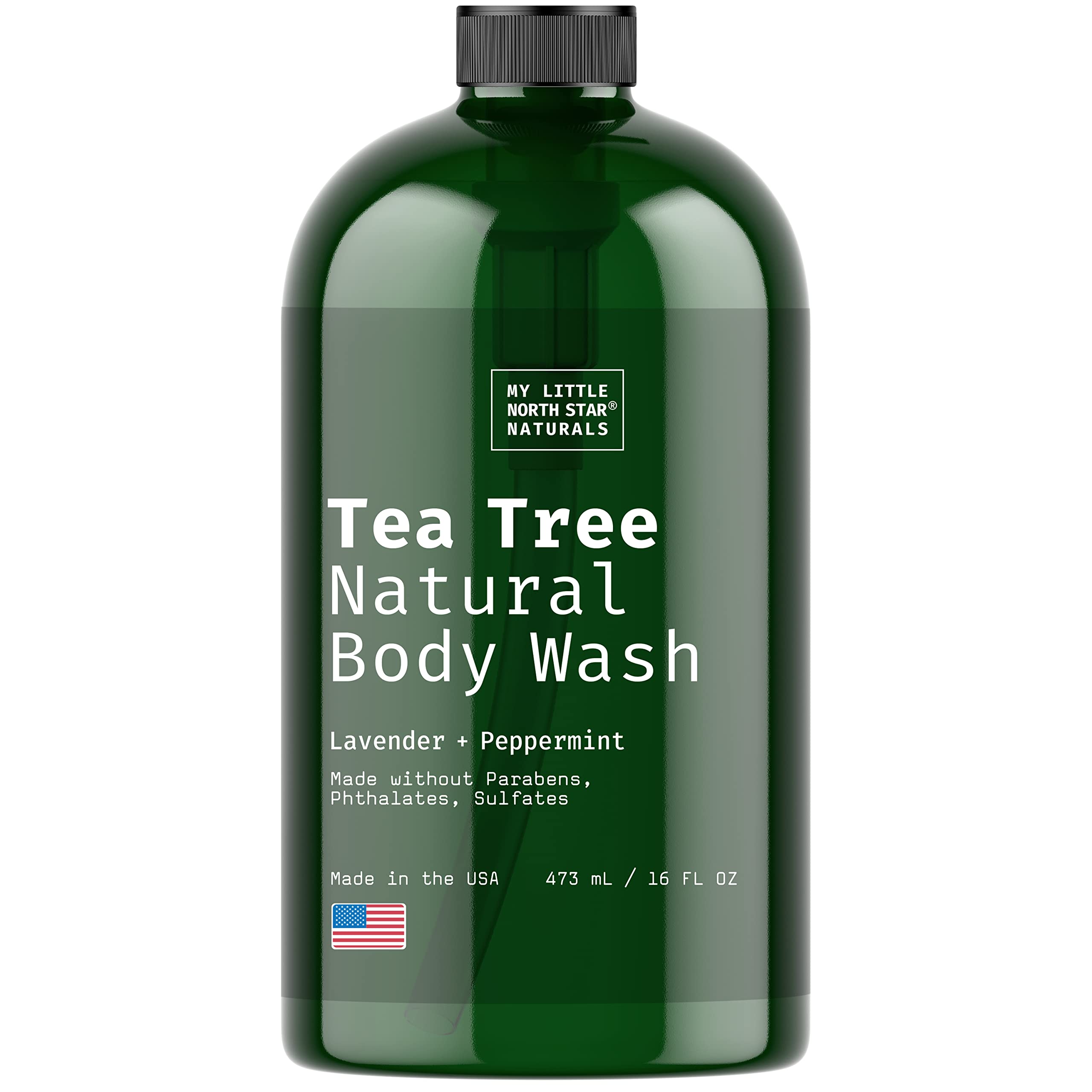 Tea Tree & Peppermint Oil Body Wash Natural USA Made, 16oz For Men