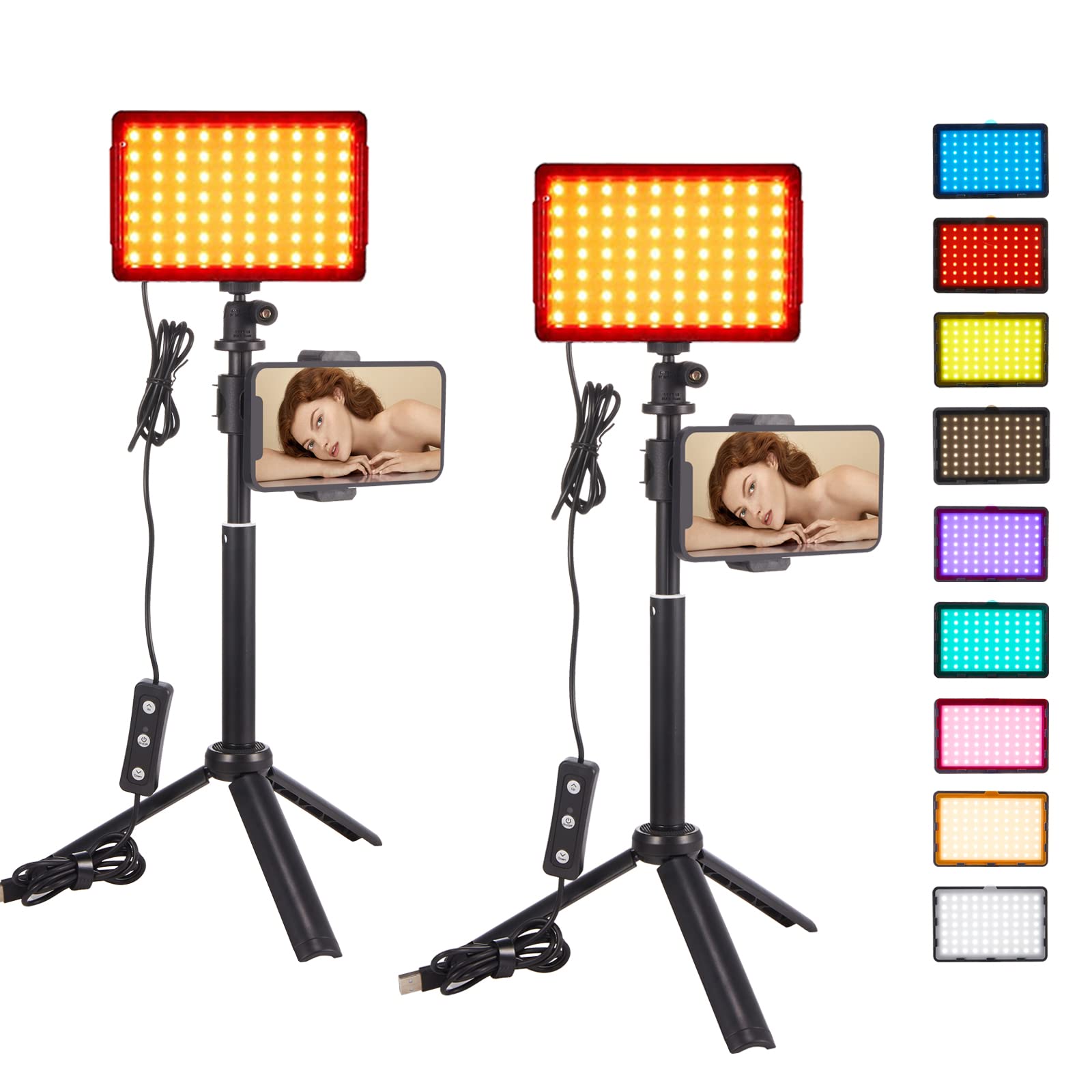 EMART 60 LED Continuous Portable Photography Lighting Kit for Table Top  Photo Video Studio Light Lamp with Color Filters - 2 Packs
