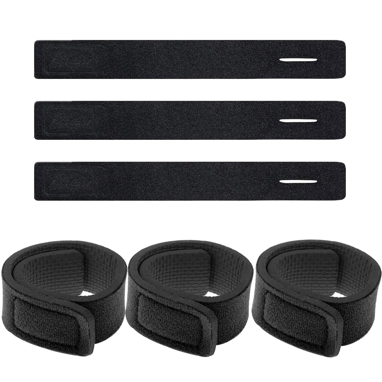 Lix&Rix Fishing Rod Straps Magic Tape Stretchy Fishing Pole Belts Black  Black--6pcs