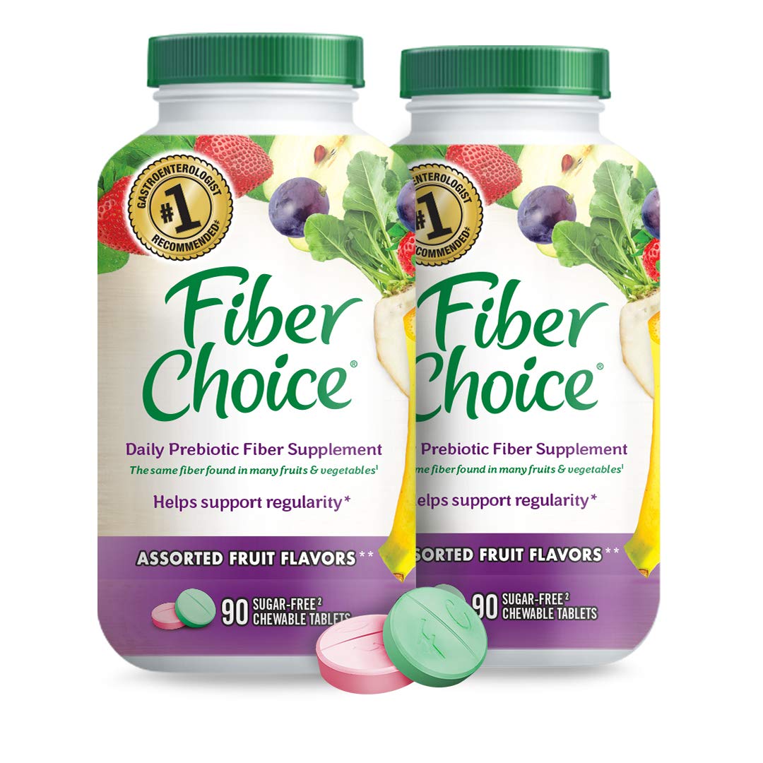 Fiber Choice Daily Prebiotic Fiber Chewable Tablets Assorted Fruit 90 Count  (Pack of 2)