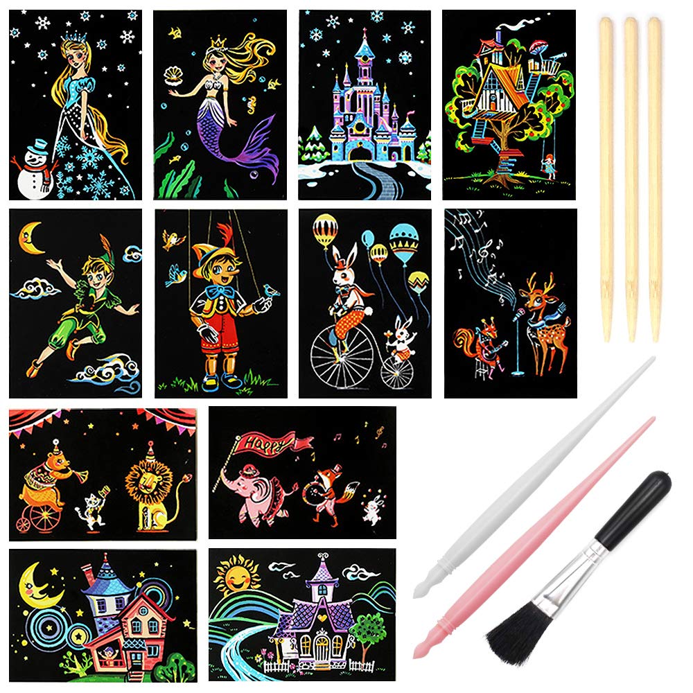 Scratch Art Rainbow Painting Paper, for Kids & Adults, Engraving