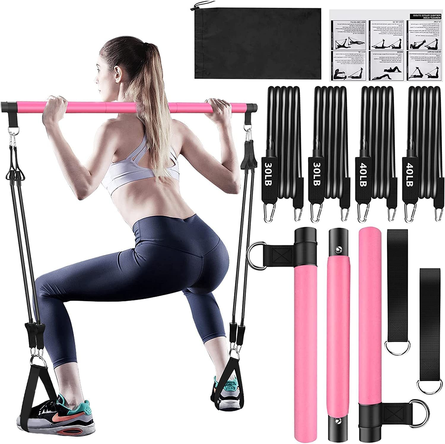Pilates Bar Kit with Resistance Bands 3-Section Pilates Bar with Stackable  Bands Workout Equipment for Legs Hip Waist and Arm - AliExpress
