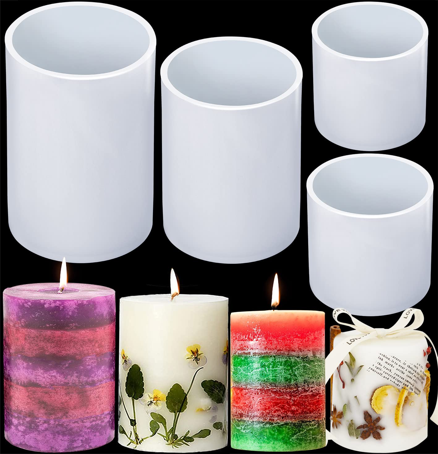 Cylinder Candle Molds for Candle Making 4in & 3in & 2in Silicone Candle  Mold Pillar Epoxy