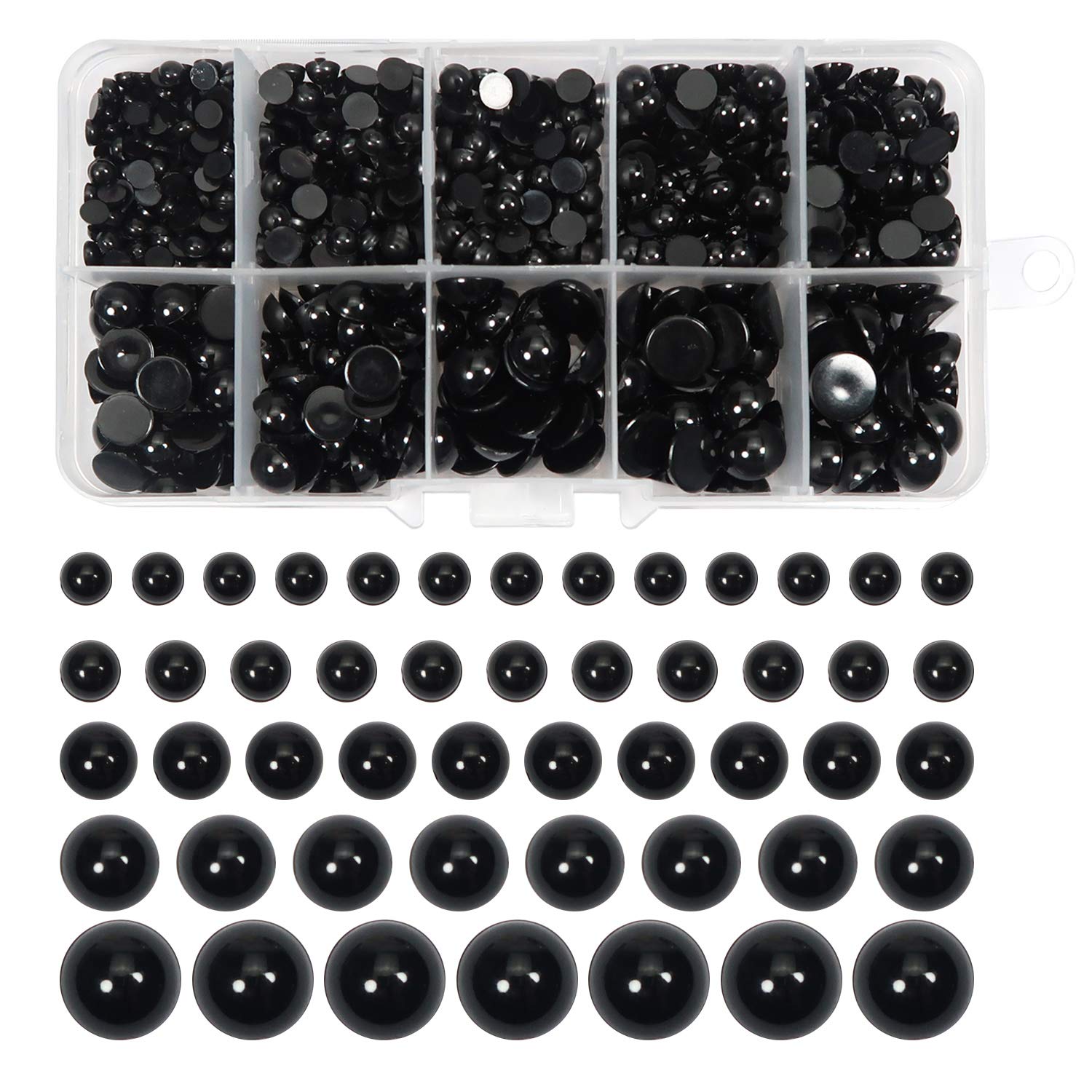 TOAOB 830pcs Round Black Plastic Doll Eyes 4mm 5mm 6mm 8mm 10mm Flatback  Cabochon Button Eyeball Beads for Stuffed Animals Amigurumis Crochet Bears  Crafts Making 4mm/5mm/6mm/8mm/10mm
