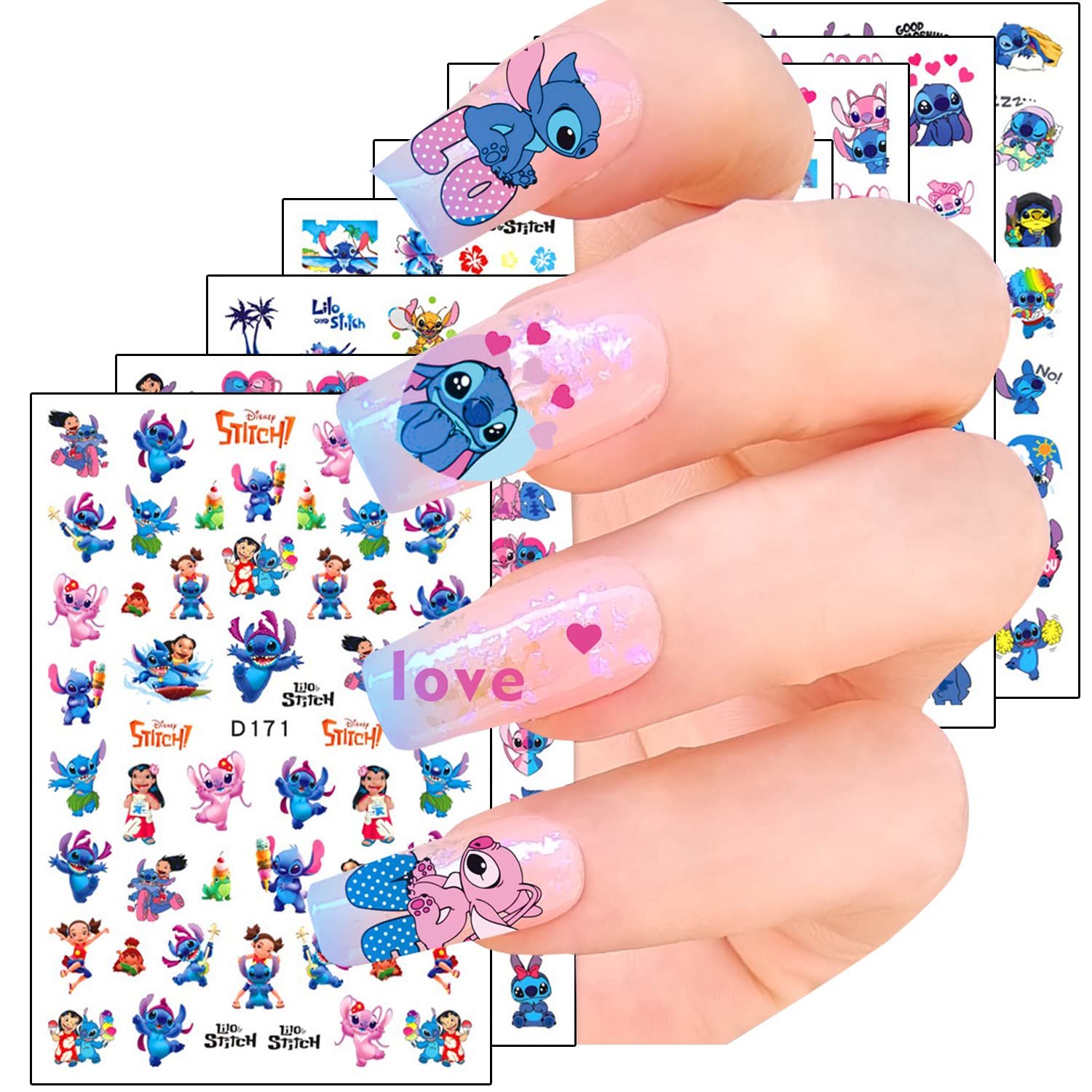 D003) 3D Nail Art Stickers Cartoon Lilo and Stitch Nail Art