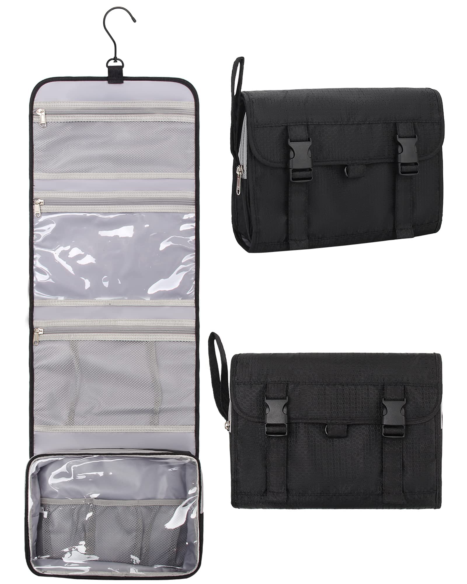 Men Toiletry Bag Black Travel Cosmetic Bag Toiletries Organizer Waterproof  Makeup Storage Neceser Hanging Bathroom Wash Bag