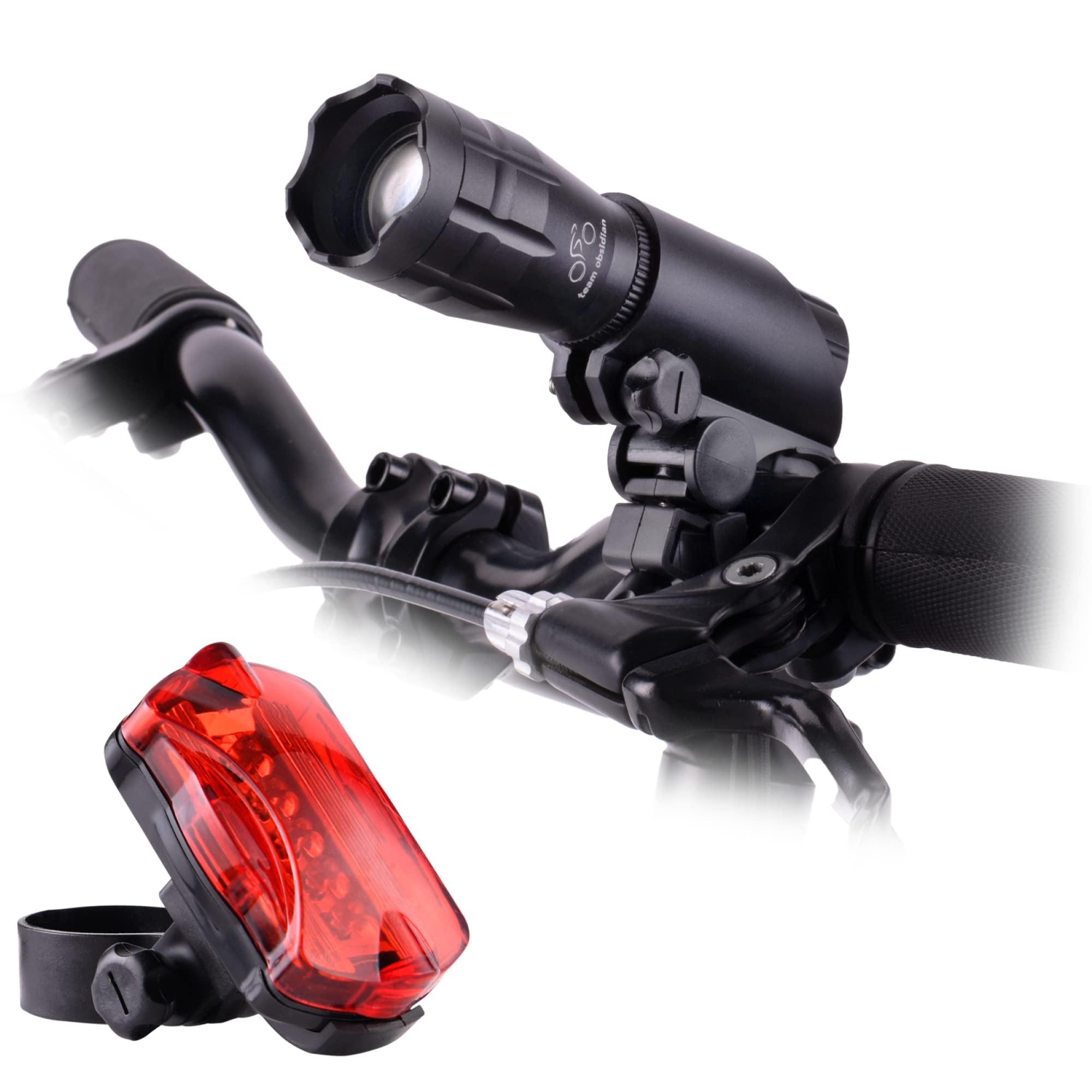 Team Obsidian: Bike Lights Set - BATTERY POWERED - Super Bright front and  back LED Lights for Your Bicycle - Easy to Mount Bike Headlight and Tail  Light for Night Riding 