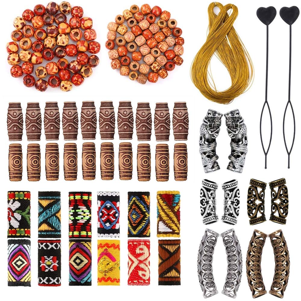 24pcs Antique Copper Beads, Hair Beads for Braids Vintage Large Hole Metal  Braiding Tube Beads for DIY Jewelry Making Hair Decoration