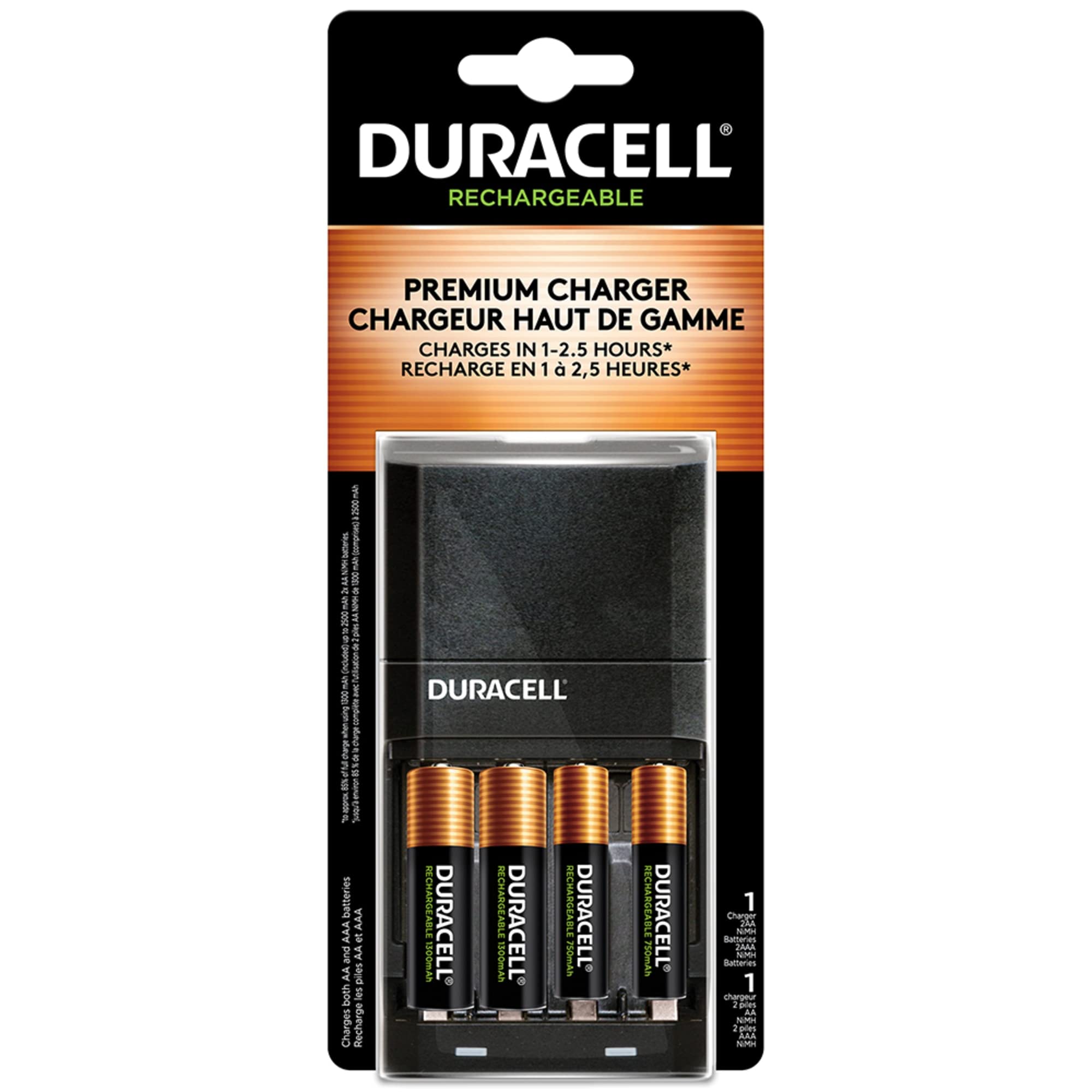 Duracell Ion Speed 4000 Battery Charger for AA and AAA batteries, Includes  2 Pre-Charged AA and 2 AAA Rechargeable Batteries, for Household and  Business Devices