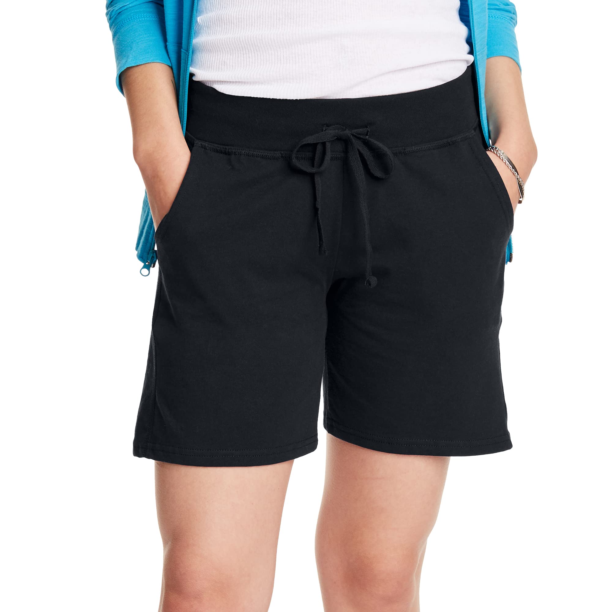 Hanes Women's Jersey Pocket Shorts, Womens Drawstring Shorts, Womens Cotton  Jersey Shorts, 7