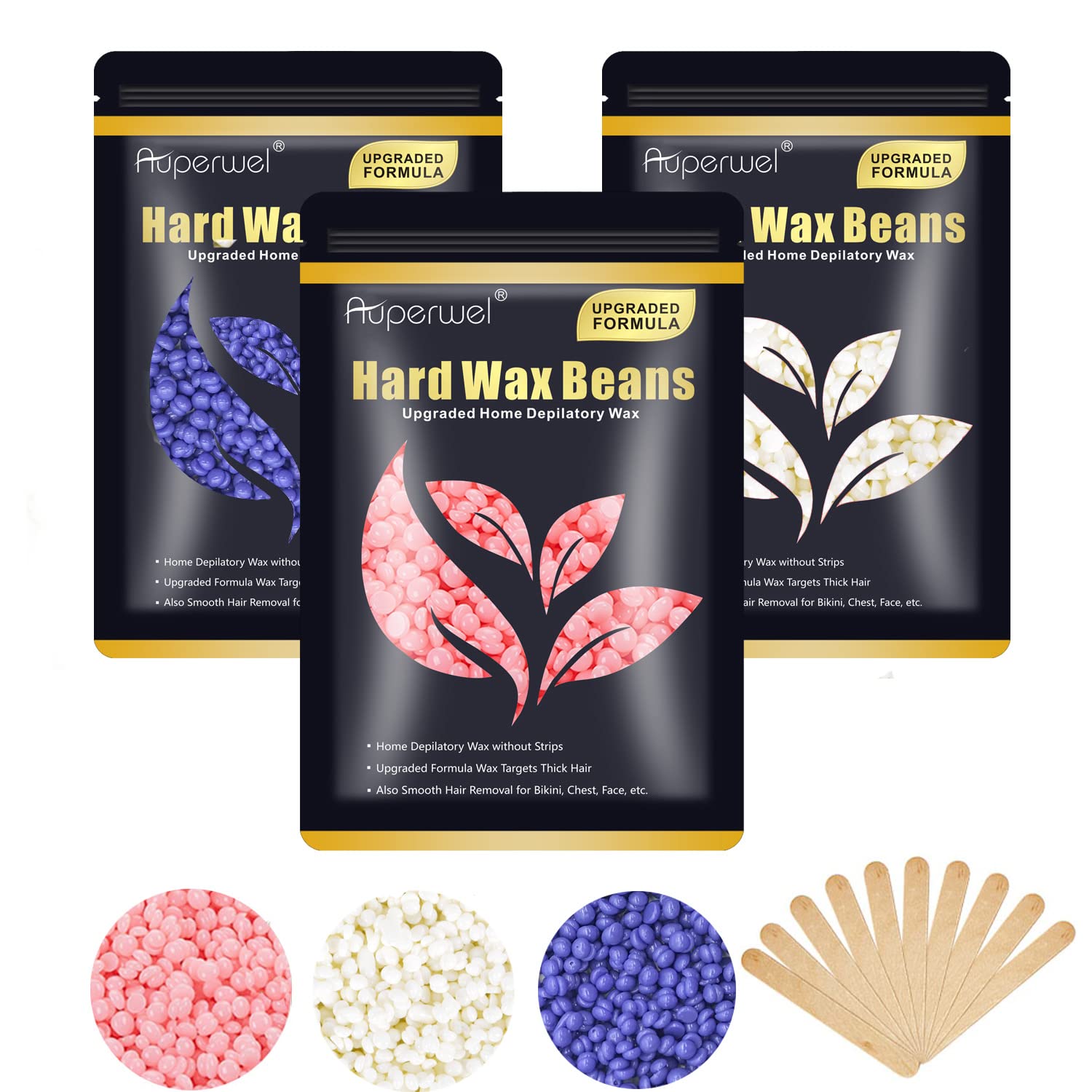 Hard Wax Beads for Hair Removal (300g/10.5oz) Painless Wax Beads - Full  Body Brazilian Bikini Wax Beads with 10pcs Applicators At Home Waxing Beads  for Face Eyebrow Legs Underarms Back Chest Perfect