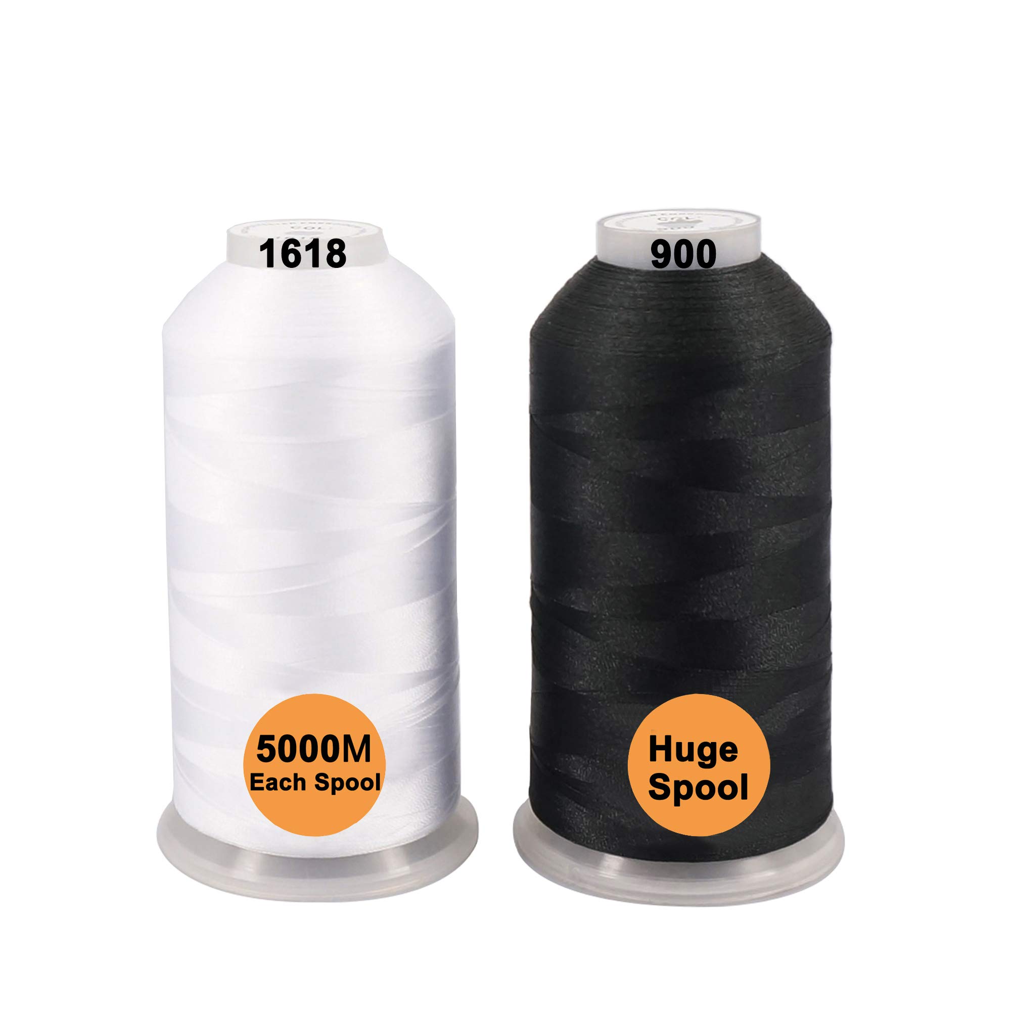 New brothreads - 32 Options- Various Assorted Color Packs of Polyester Embroidery  Machine Thread Huge Spool 5000M for All Embroidery Machines -1Black+1White