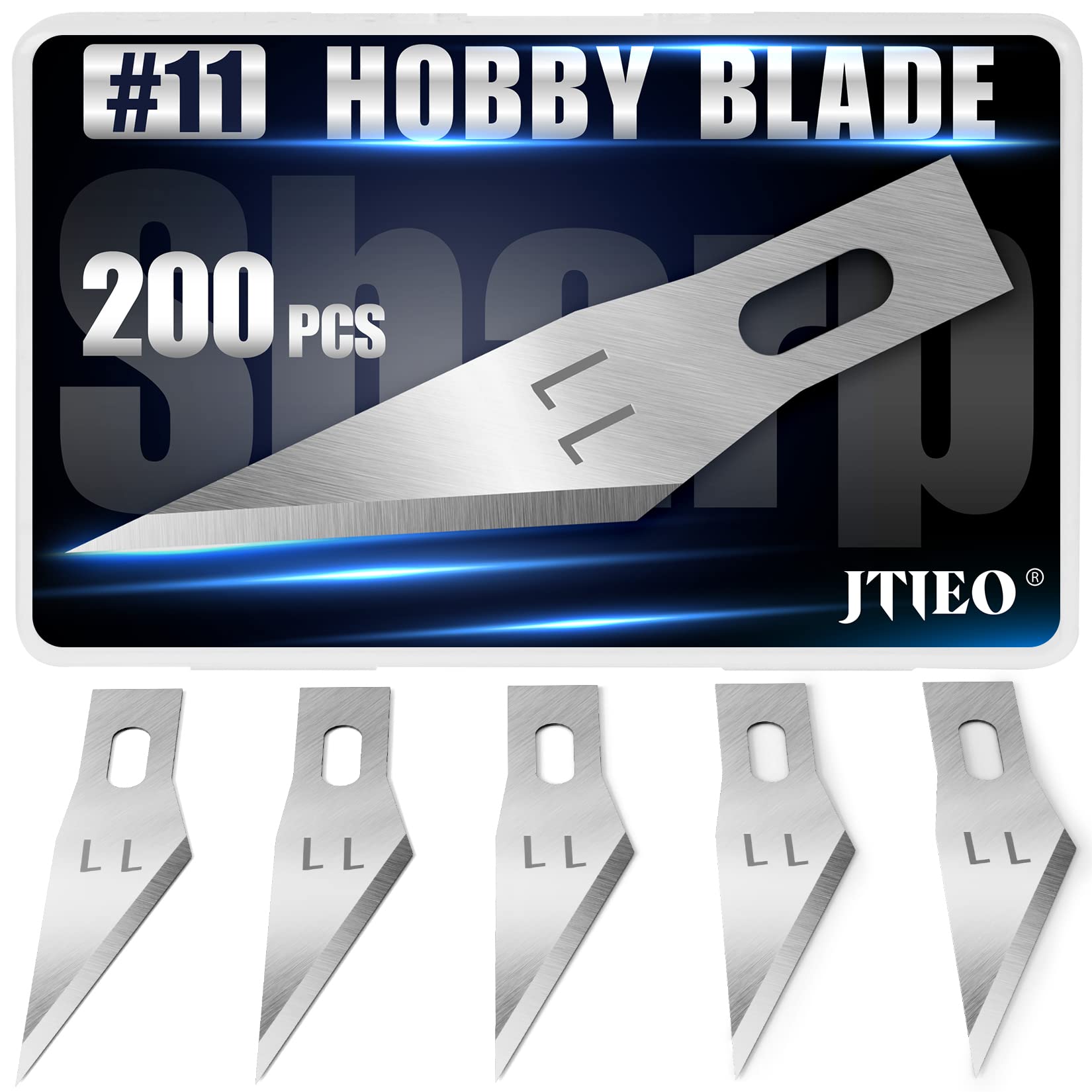 JTIEO 200 PCS Exacto Knife Blades #11 Exacto Knife Replacement Blades High  Carbon Steel #11 Blades Refills with Storage Case Exacto Blades 11 for  Craft Hobby Scrapbooking Stencil Leather 200 Pack
