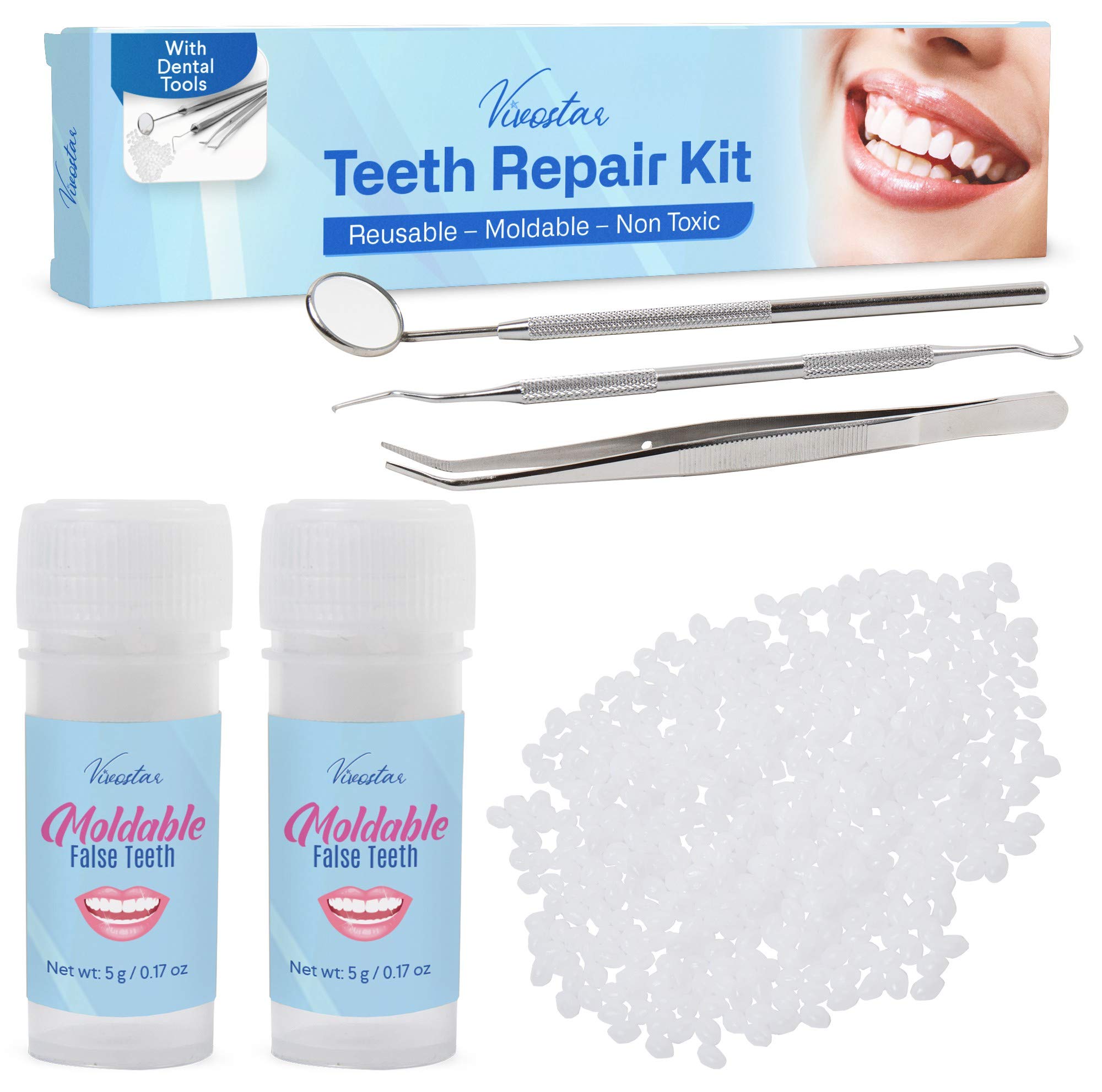 Teeth Repair Kit, Temporary Teeth replacement kit, Moldable False Teeth,  Thermal Fitting Beads for Snap On
