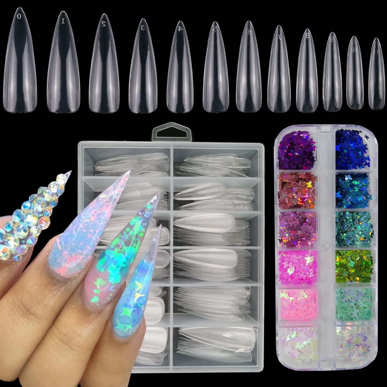 Buy 79STYLE 1000 Pcs Fake Nails Tips White Squoval Squarely Oval Rounded  Full Cover and pointy tips Stiletto Long Claw Nails half cover Acrylic False  Nails (10 Sizes) Online at desertcartINDIA