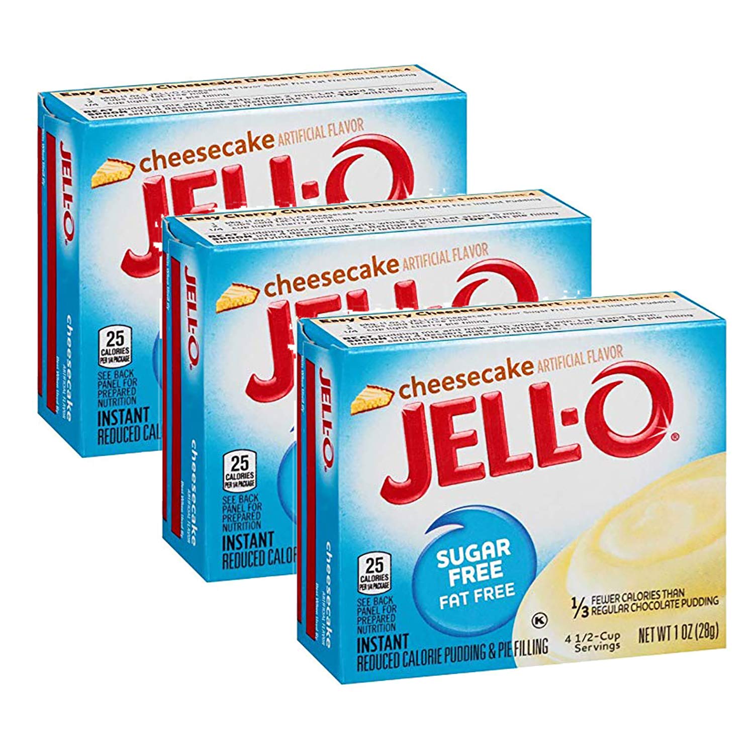 JellO Instant Cheesecake Sugar Free Pudding, 1 OZ ( Pack of 3)