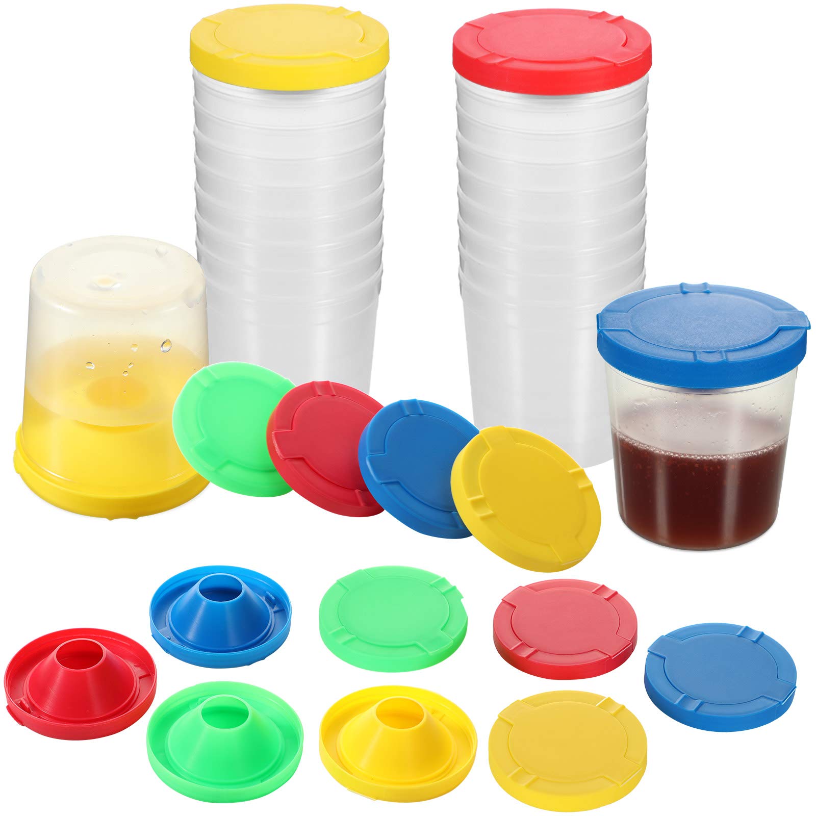 Paint Cups for Kids Non-Spill Paint Cups with Flip Open Lids Set Art Supply  for Kids School Classroom Artist Studio Assorted Colors (24 Pieces)