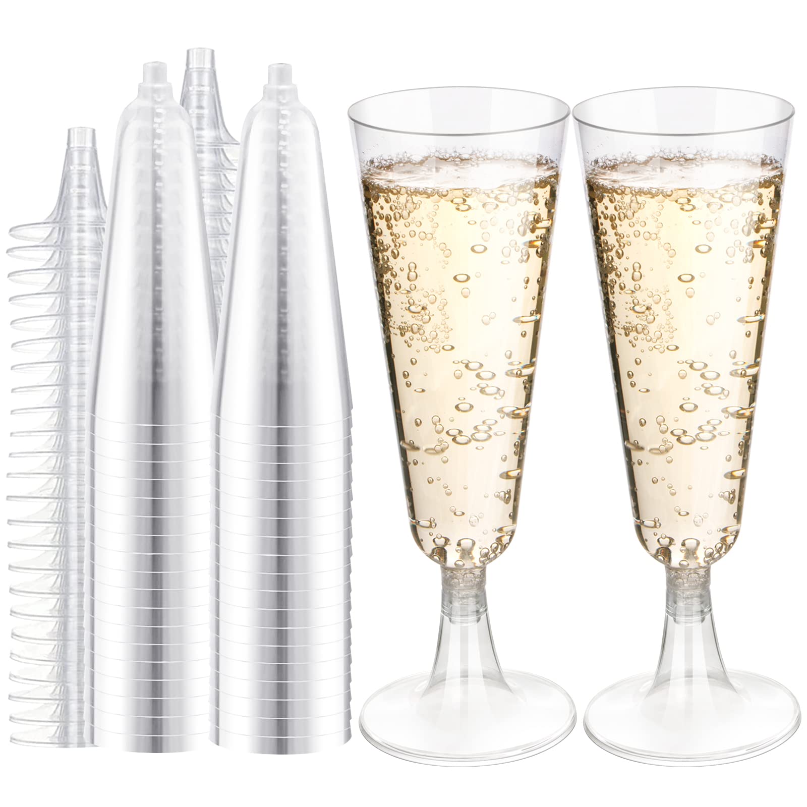 Plastic Champagne Flutes | Disposable Plastic Champagne Glasses for Parties  - Mimosa Glasses, Cocktail Glasses, Wedding Champagne Flutes Plastic Cup