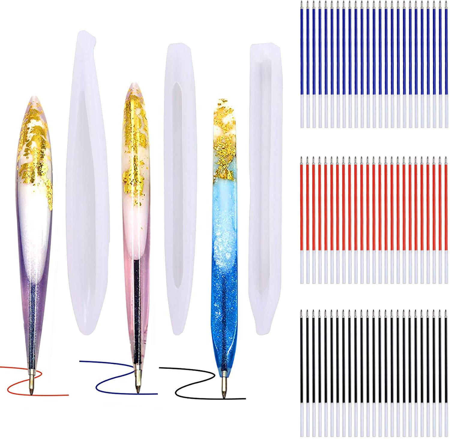 3 Pieces Pen Shape Resin Mold Ballpoint Pen Silicone Molds Epoxy