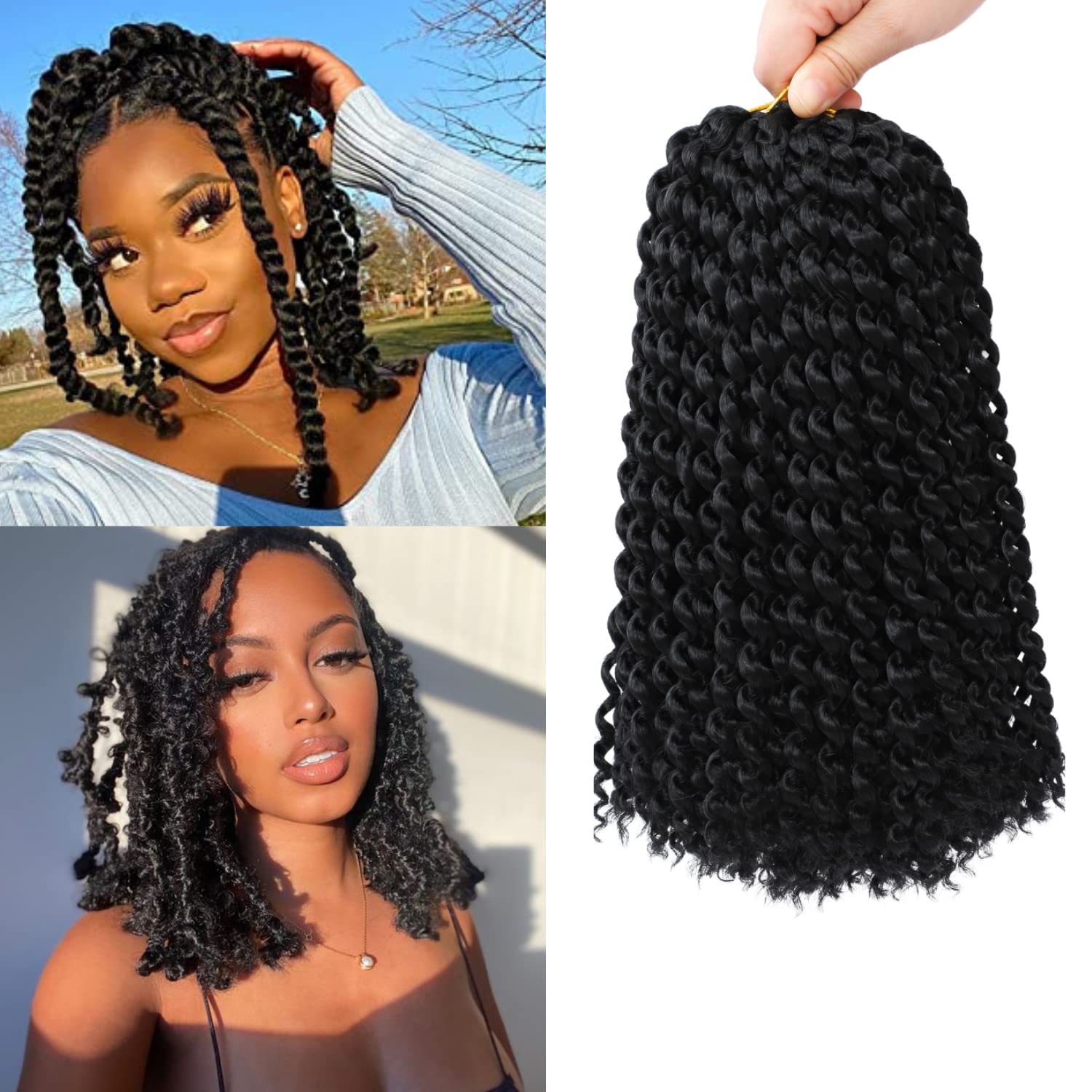 Passion Twist Hair 10 Inch- 8 Packs Passion Twist Crochet Hair Water Wave  Crochet Hair for