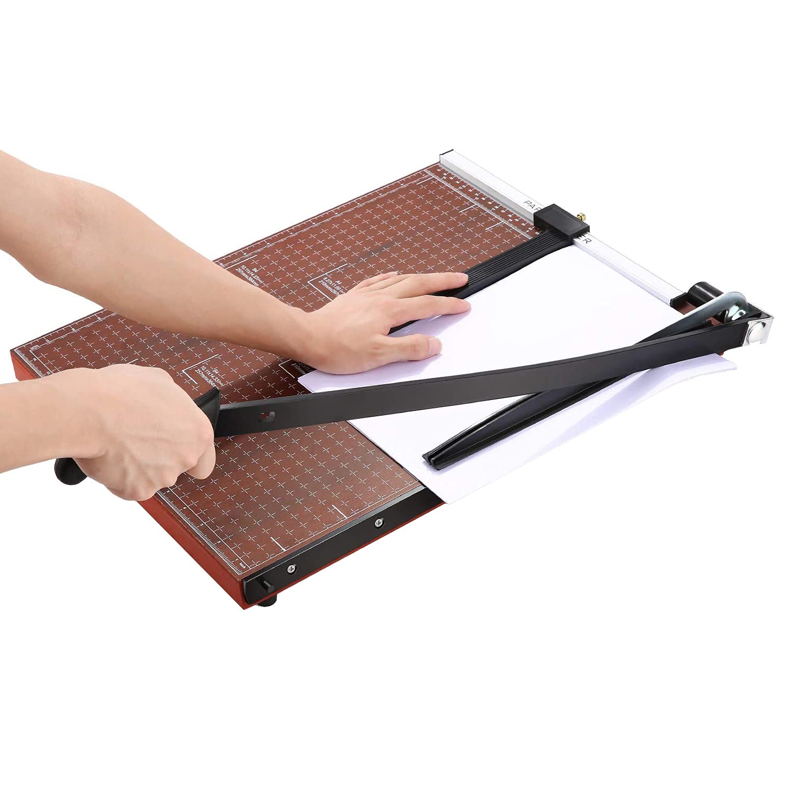 A2-B7 Paper Trimmer Paper Cutter Heavy Duty Trimmer Gridded Paper Photo  Guillotine Craft Machine 18 inch Cut Length 12 Sheets Capacity for Office  Home Use Red