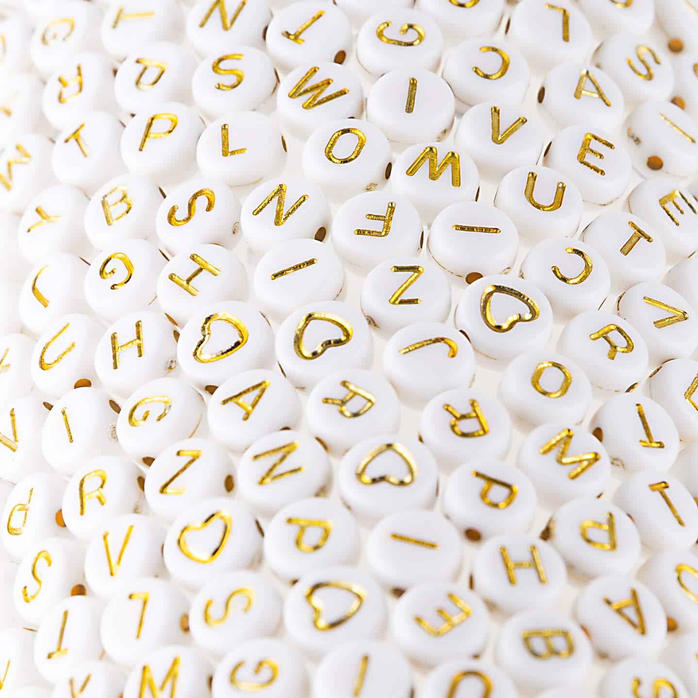 500 Pcs Acrylic Alphabet Letter Beads Gold On White Name Bracelets