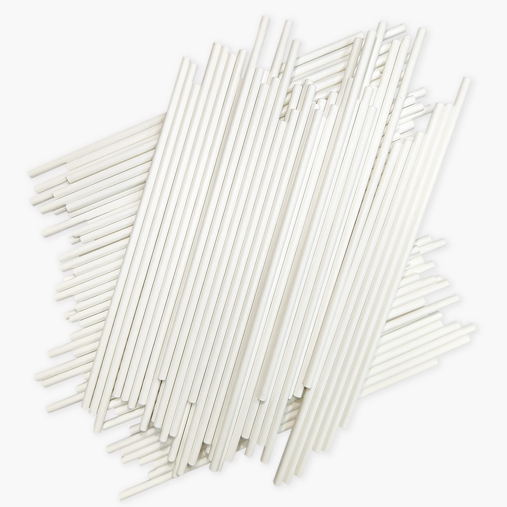 100 Count 6 INCH White Paper Lollipop Sticks,Cake Pop Sticks,Sucker Sticks  for Cookies,Rainbow