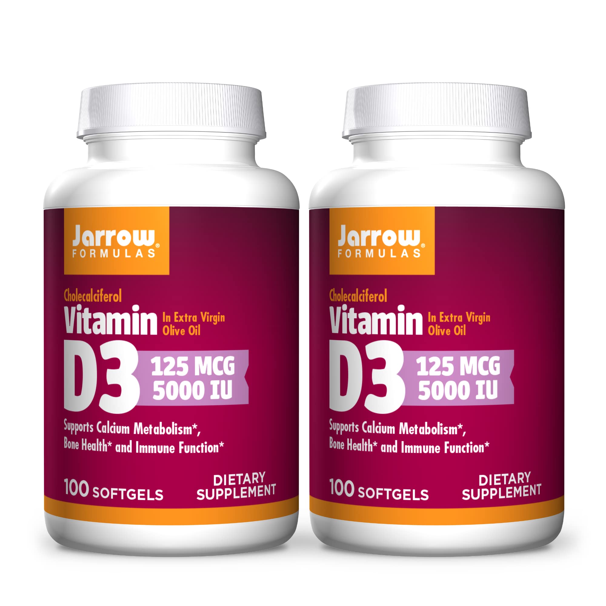 Jarrow Formulas Vitamin D3 100 SFTGELS (5000 IU) (Pack of 2)
