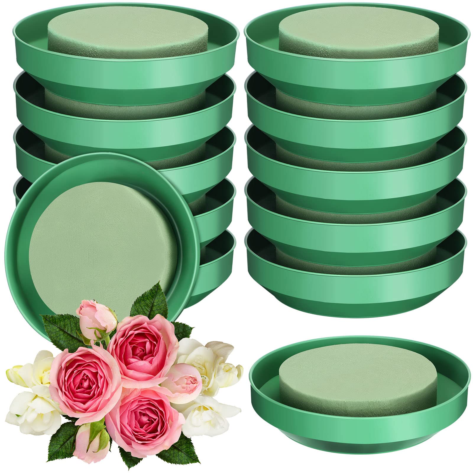 Perthlin 12 Pieces DIY Flower Foam with Bowl Kit 6.5 Inch Large Size Round Floral  Foam Blocks Green DIY Flower Arrangement Kit Floral Flower Arranging  Supplies for Wedding Birthday Party Decoration