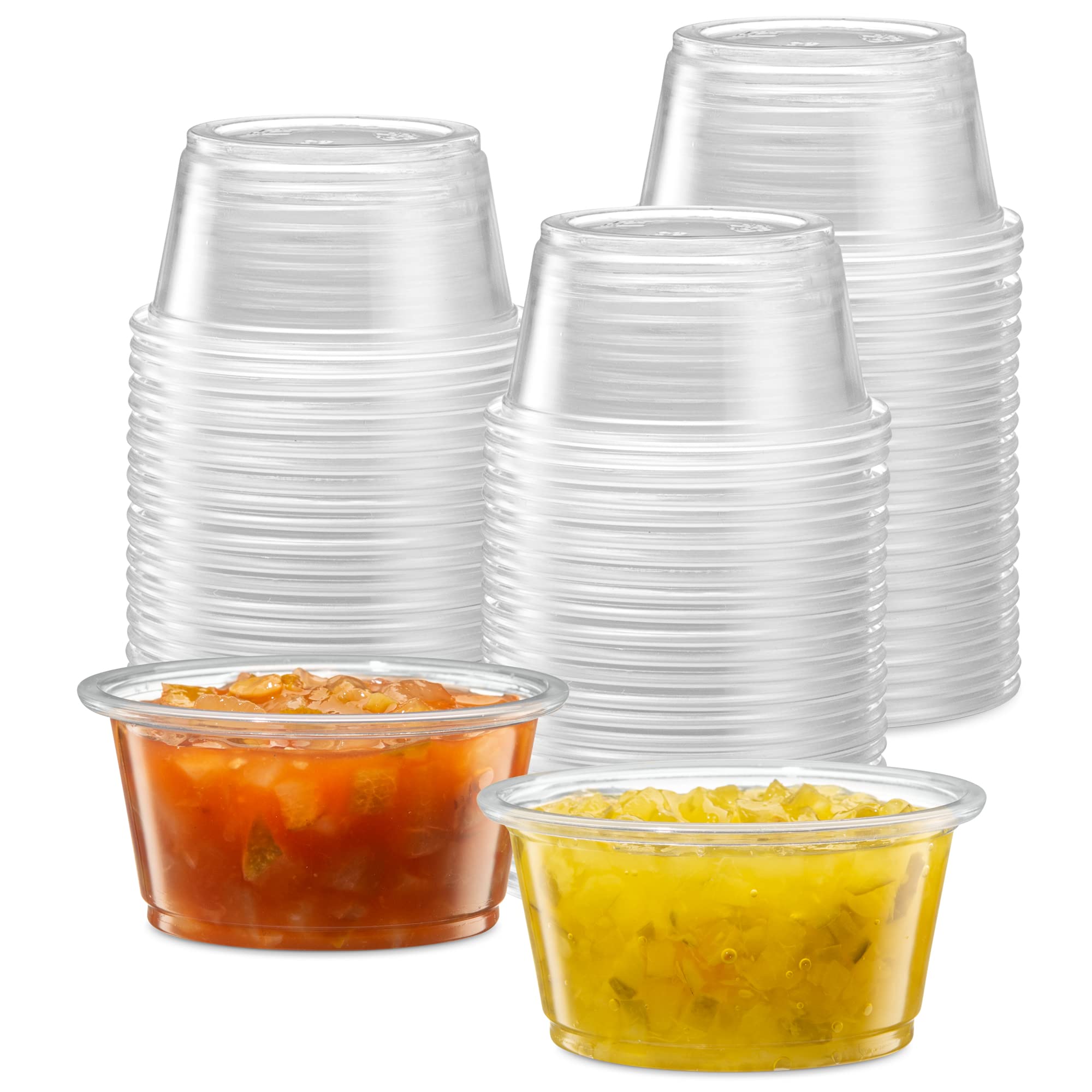 20 Pcs Portion Cups With Lids 1Ounces/30ml, Disposable Plastic Cups For  Meal Prep, Portion Control, Salad Dressing, Jelly Shots, & Medicine, Small  Pla