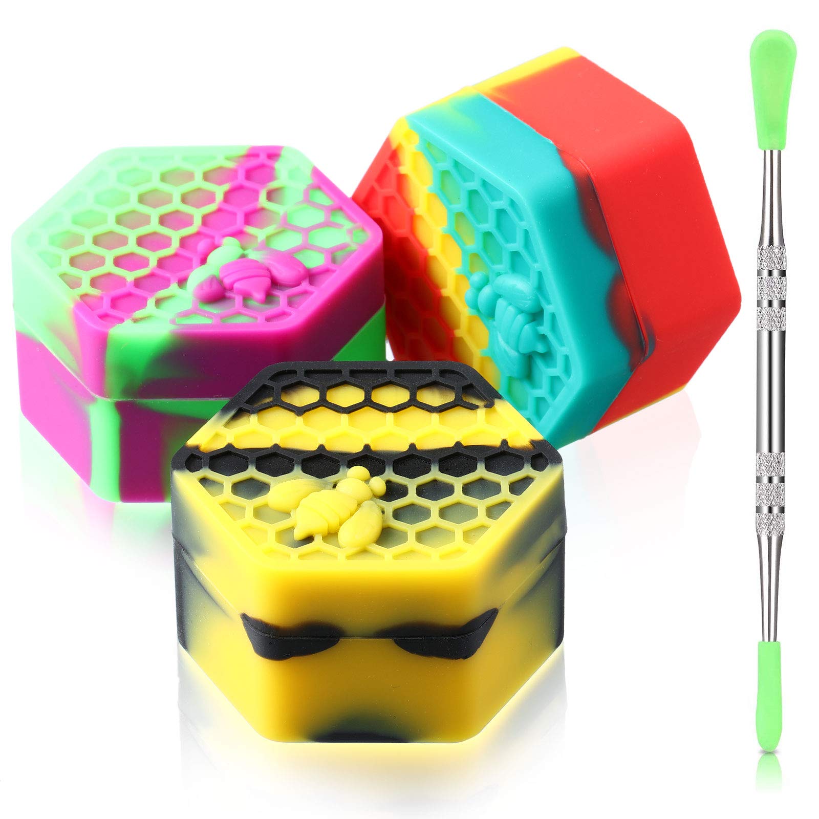 3 Pieces 26ml Hexagon Silicone Container Wax Carving Container Silicone  Honeybee Container with Carving Tool for Essential Oil, Lip Balm, Spices  (Assorted Color)