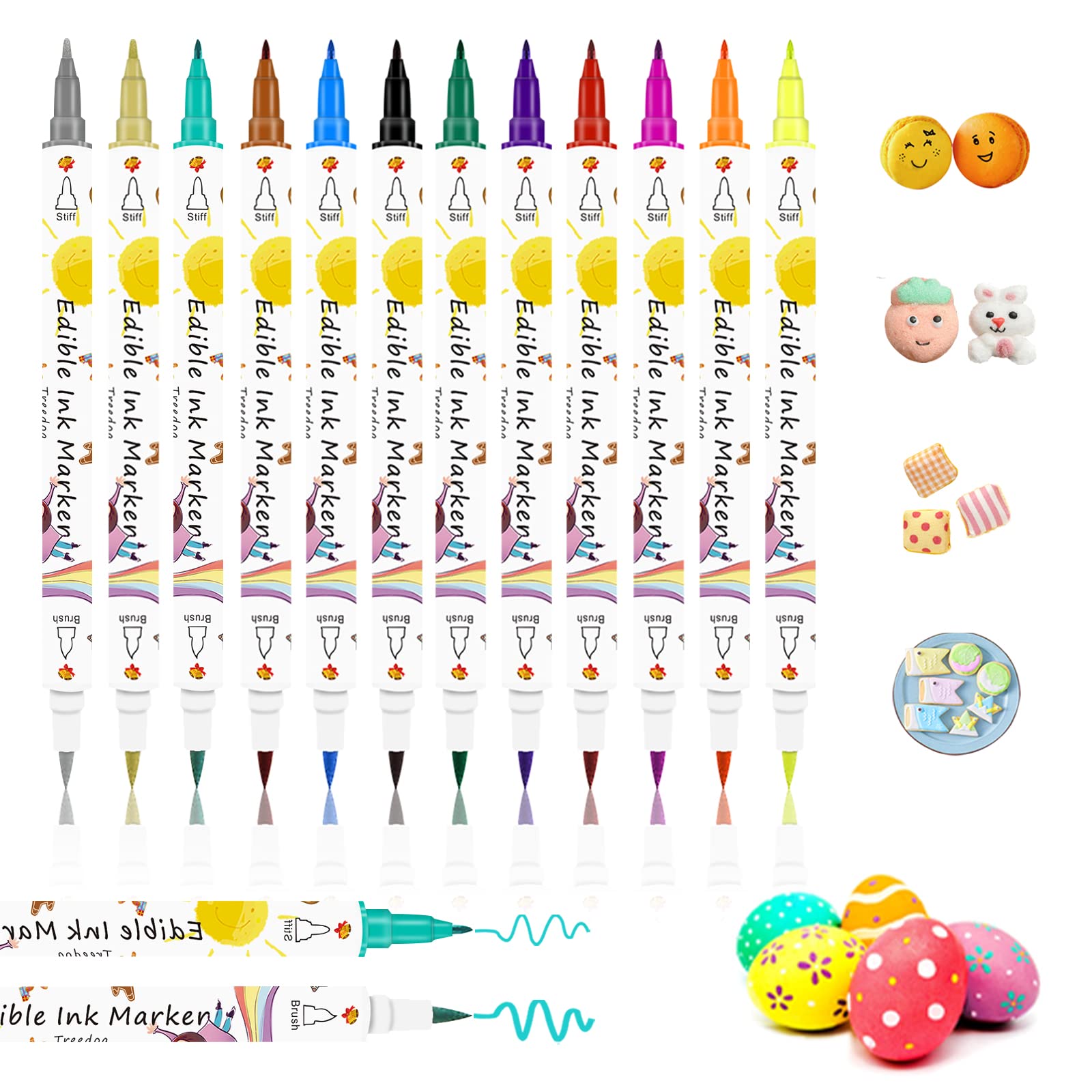 Food Coloring Markers Edible Pens For Cookie Decorating 12Pcs Food Grade  Gourmet Writers For DIY Fondant