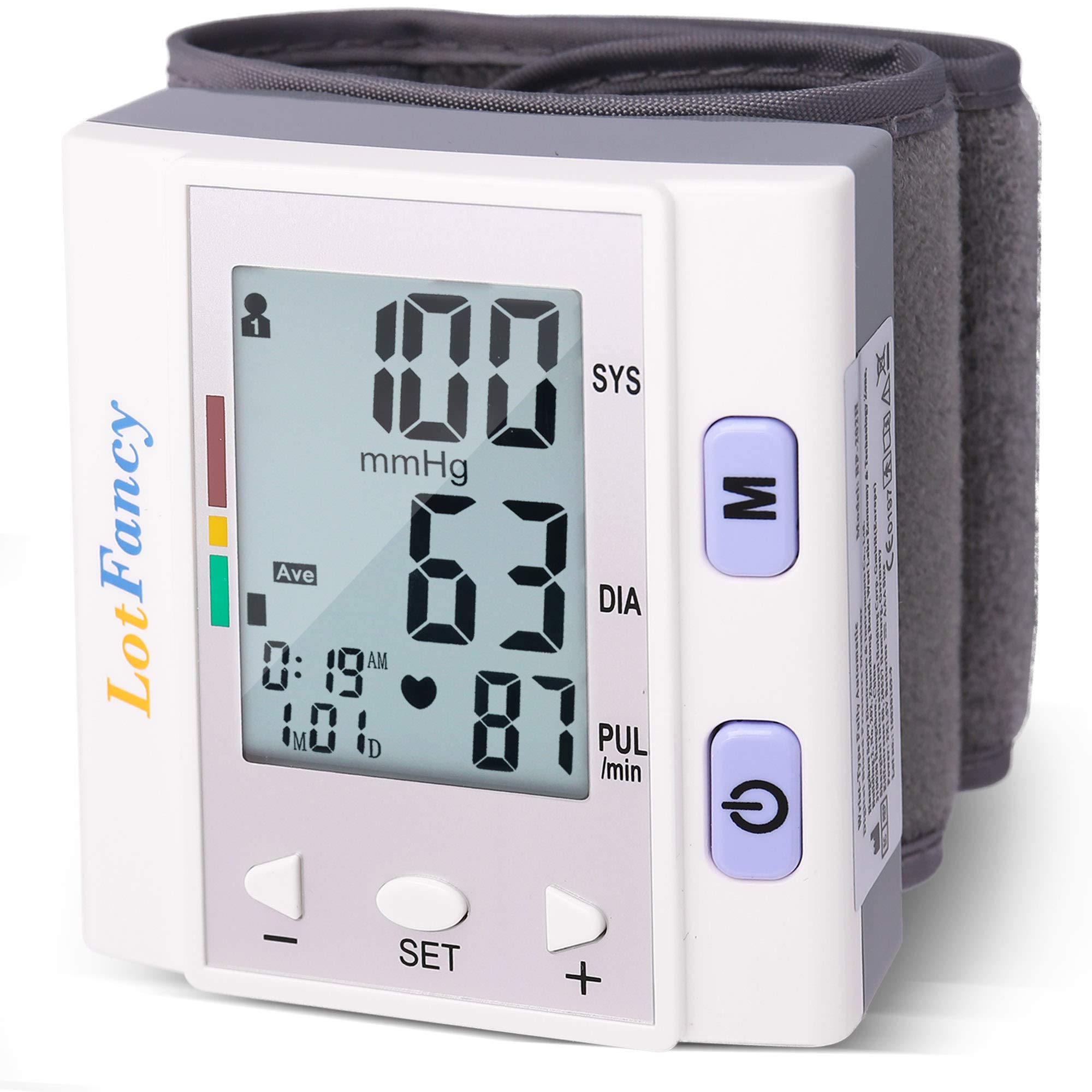 LotFancy Wrist Blood Pressure Monitor, BP Cuff (5.3-8.5), 4 Users, 120  Memory, Fully Automatic Digital Blood Pressure Machine, Home BP Monitor  with Large Screen