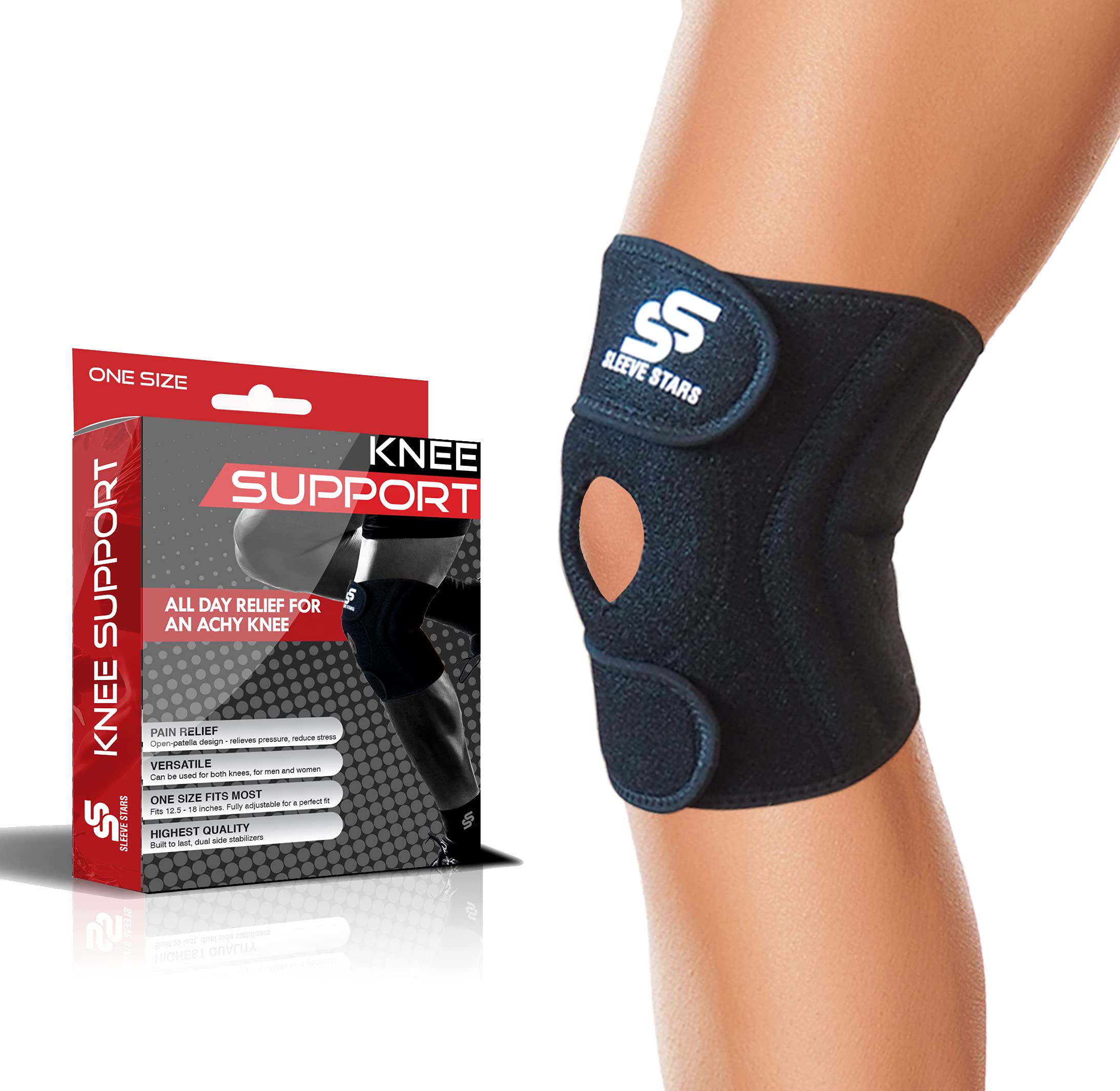 Knee Brace for Women and Men - Open Patella Adjustable Compression Knee  Support with Side Stabilizer, Knee Brace for Meniscus Tear, Knee Pain, ACL