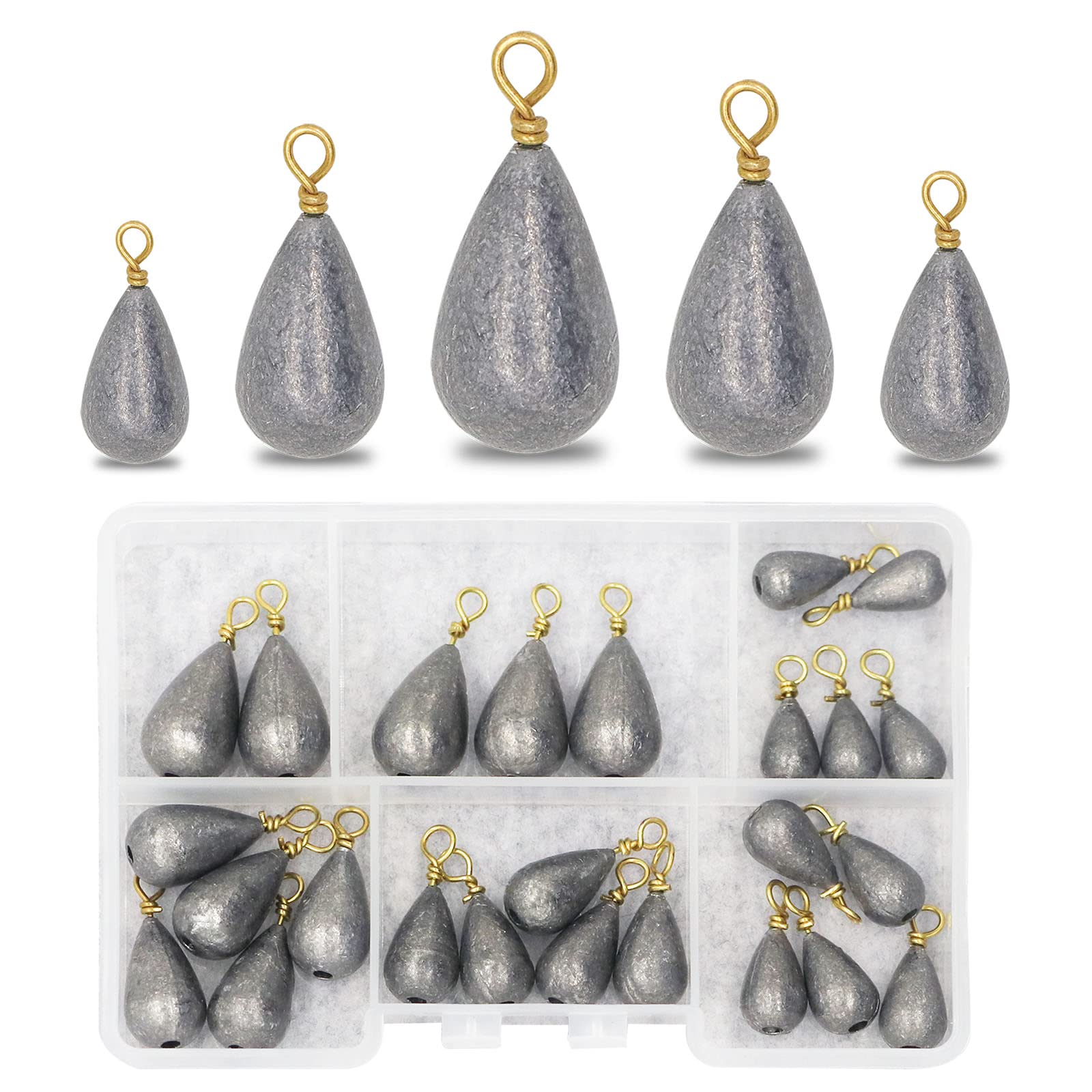 UperUper Fishing Weights Sinkers Kit, 25pcs/Box Assorted Bass Casting  Weights Bell Sinkers Catfish Weights Sinkers