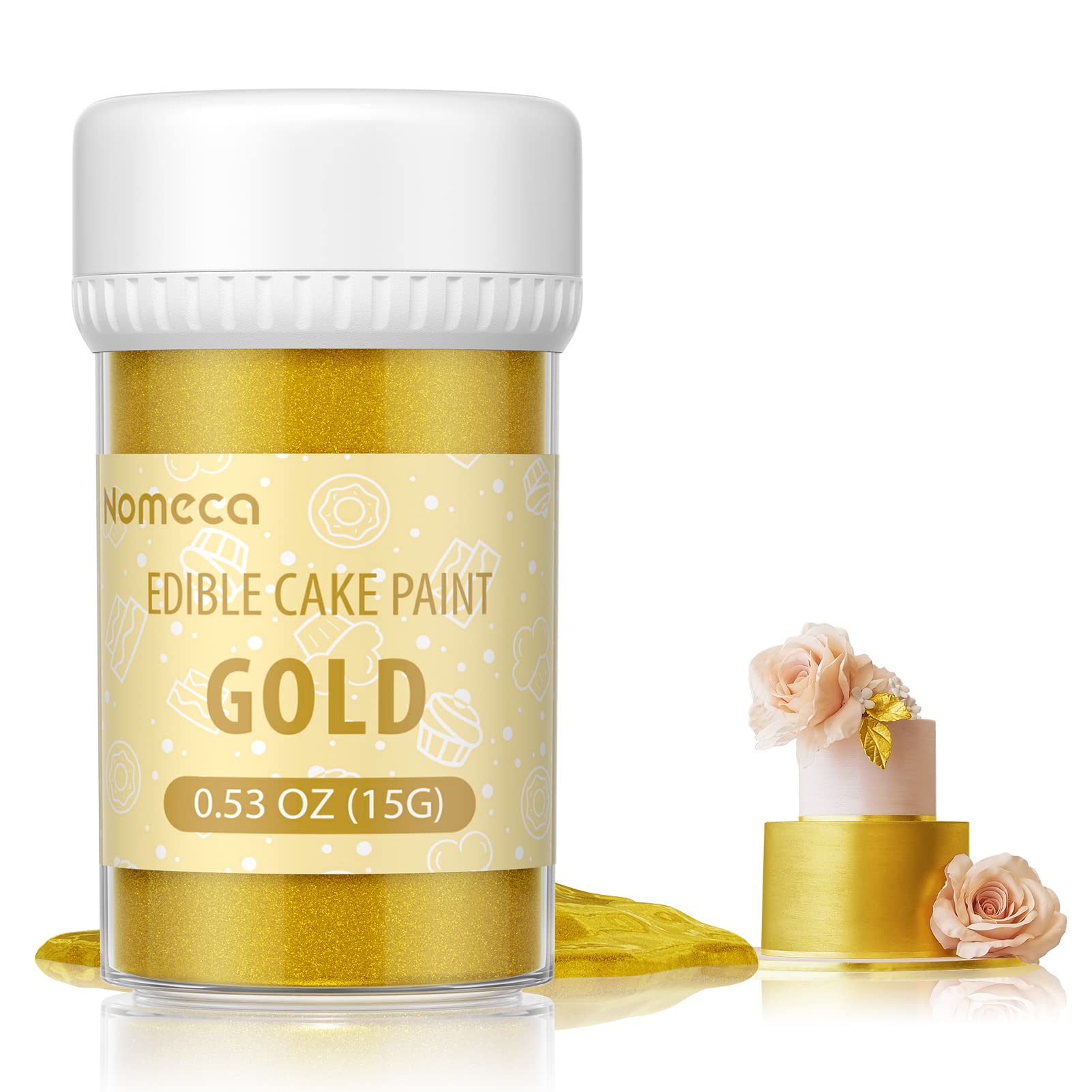 Ready-To-Use Metallic Dark Gold 100% Edible Food Paint For Cake