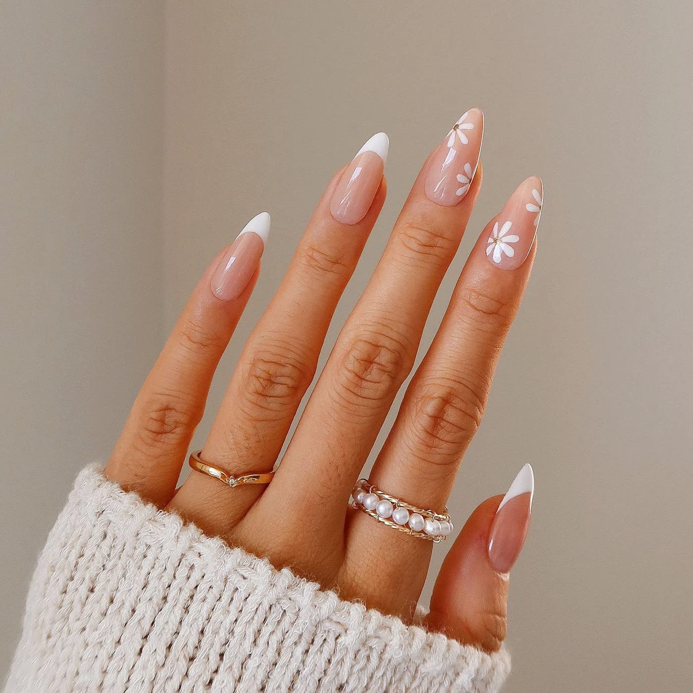 White Almond Bridal Press On Nails
