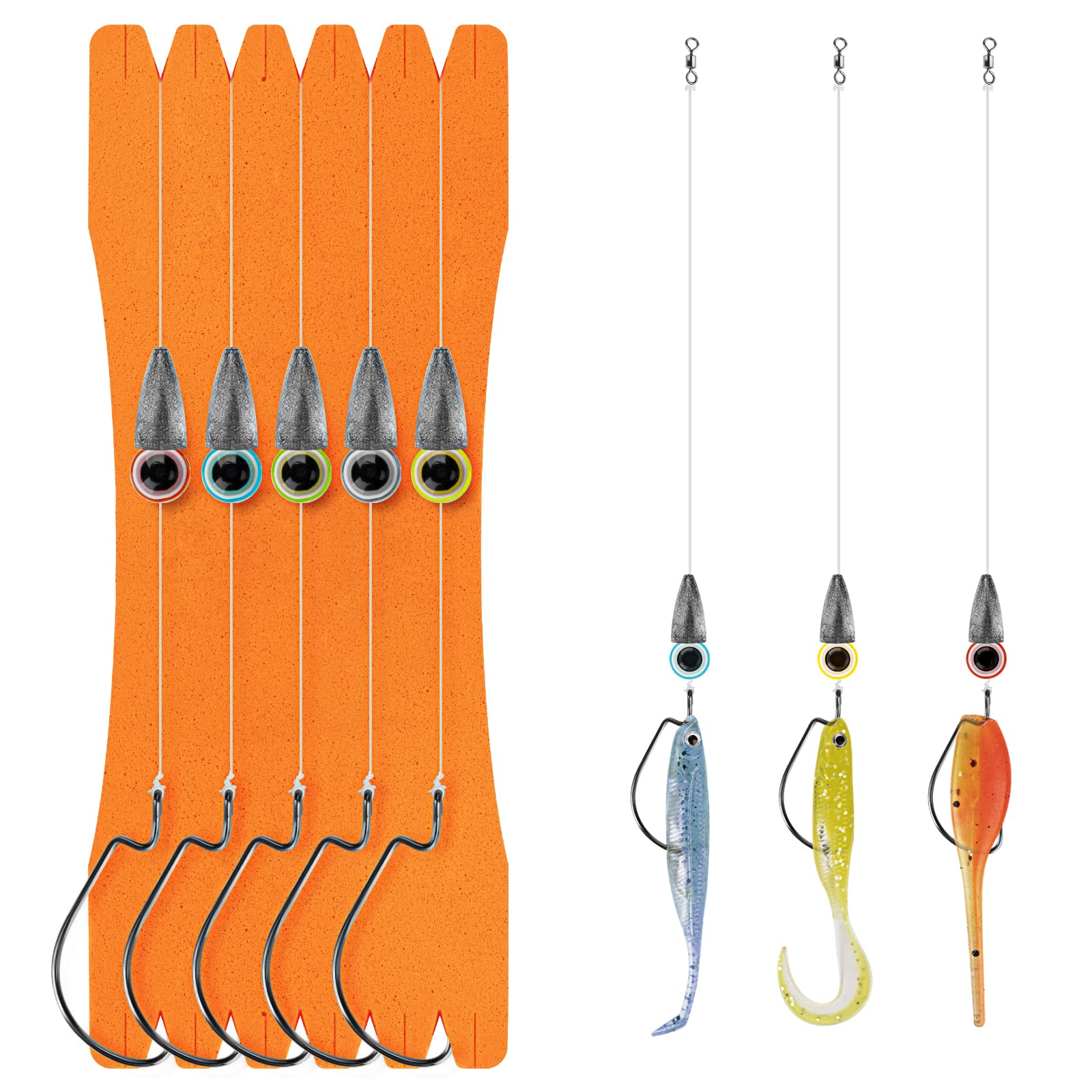 THKFISH Fishing Ready Texas Rigs for Bass Fishing Leaders with Weights Hooks  Rigged Line Kit Pre