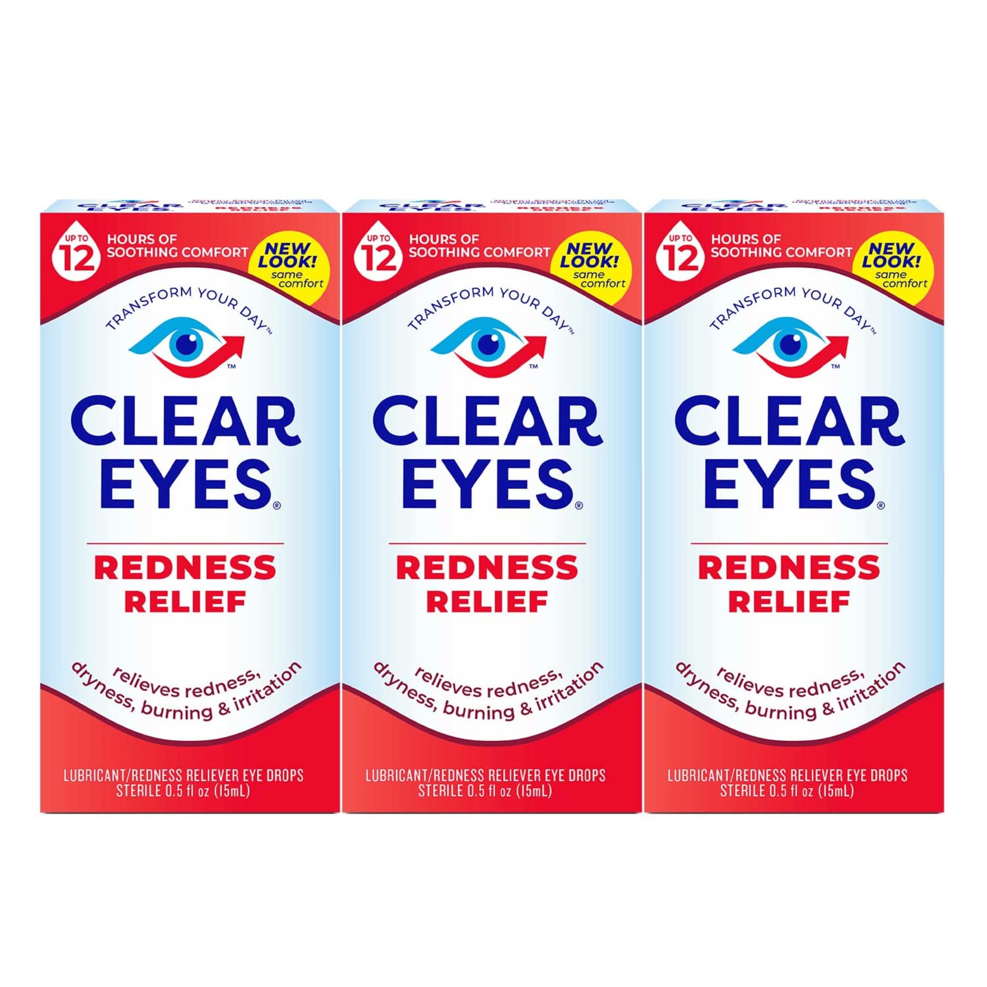 Clear Eyes Redness Eye Relief Eye Drops, 0.5 Fl Oz, Pack of 3 Redness  Relief 0.5 Fl Oz (Pack of 3)