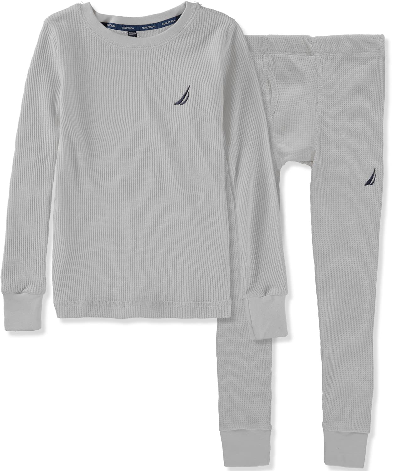 Nautica Boys 2-Piece Shirt & Pants Base Layer Long Johns Waffle Thermal  Underwear Set Grey 8-10