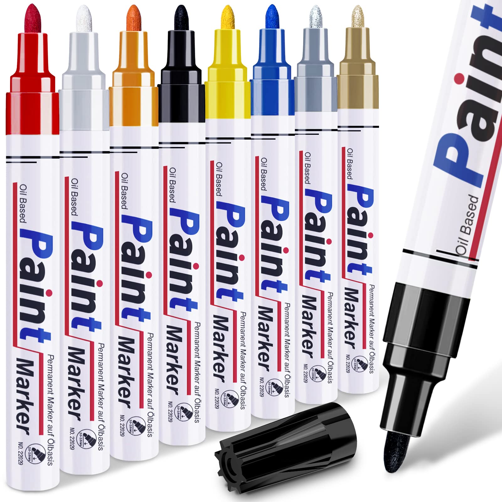 8 Colors Paint Pens Paint Markers - Permanent Oil Based Paint Markers for  Metal Wood Paint Pens for Fabric Paint Ceramic Plastic Canvas Rock Painting  Glass Tire Waterproof Craft Supplies for Adults