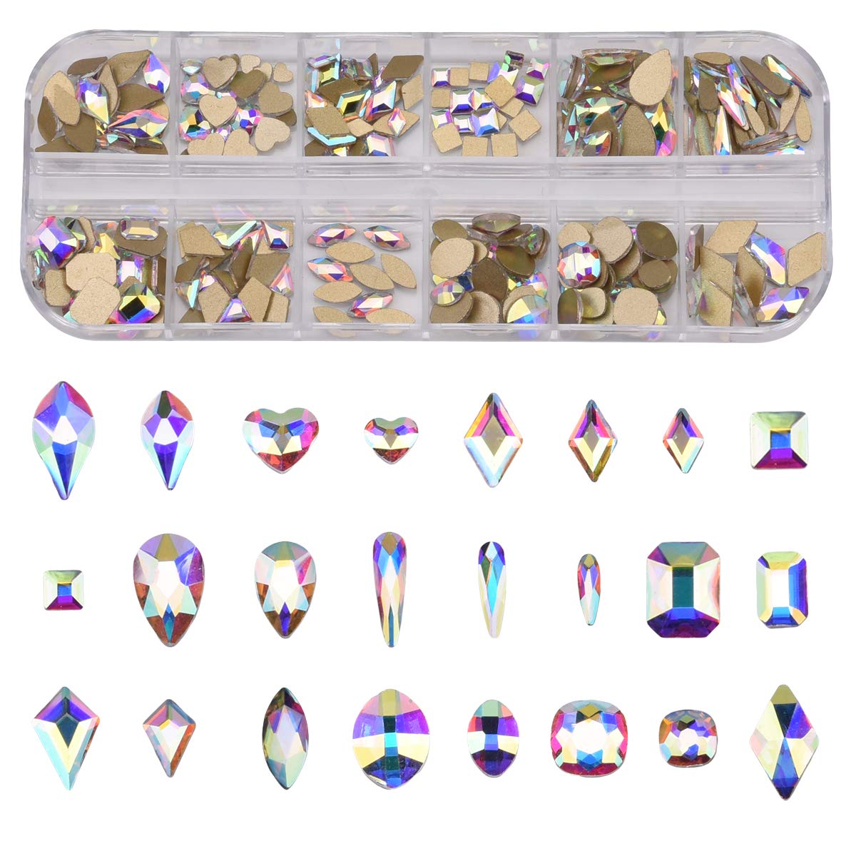 Crystal AB Rhinestone Shapes Variety Box Set