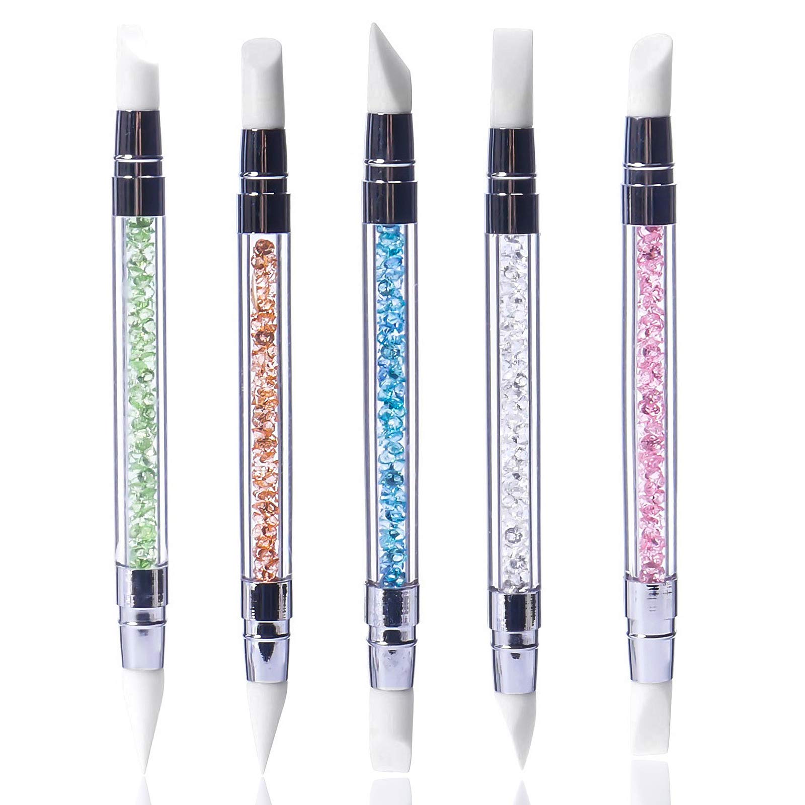 Hanyoushengvance 5Pcs Silicone Nail Art Acrylic Pen Brushes set Rhinestone  Nail Polish Carving Pen Rubber Tip