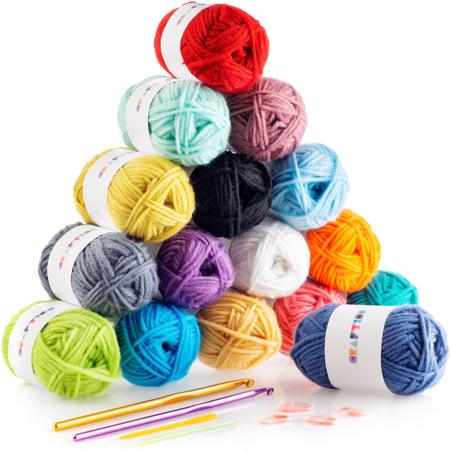 Kit de 10 Pelotes de Laine 100% Acrylique + 1 crochet 3mm - KLS Boutique