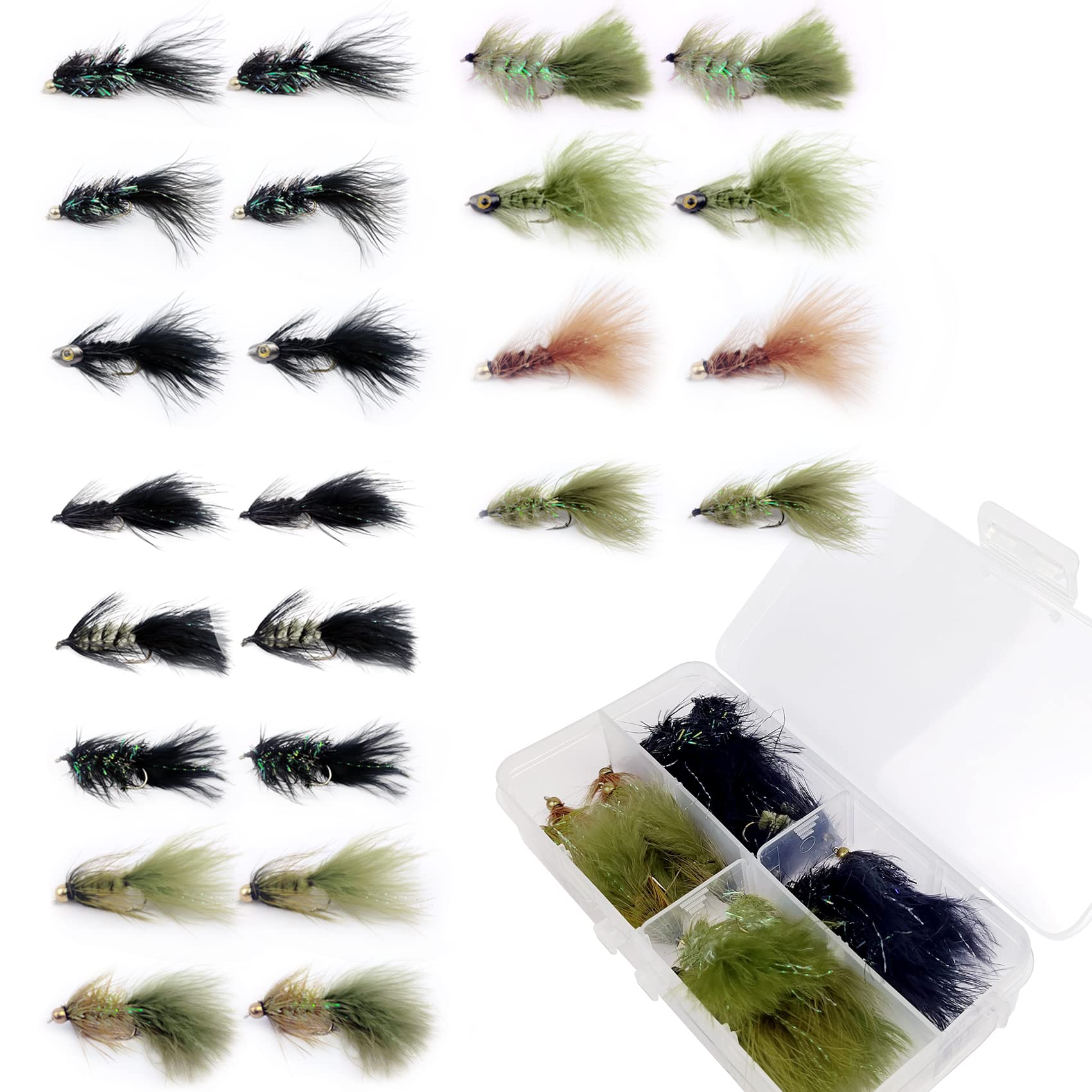Fly Fishing Flies Assortment Saltwater Flies Handmade Fly Fishing Lures Wet  Flies Streamer Saltwater Flies for Trout 24pc Ba 12 Woolybuggers Collection