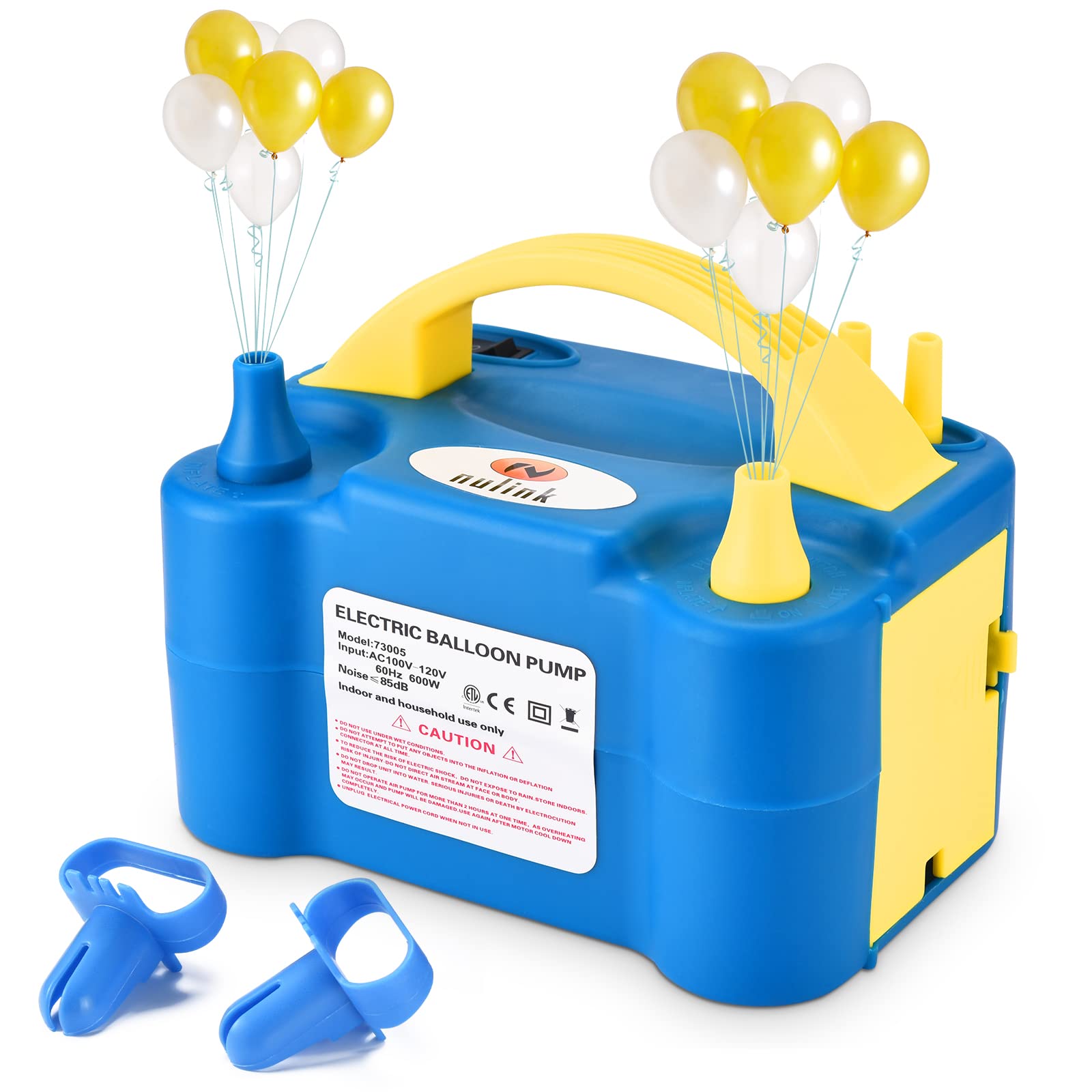 Balloon inflator, plug-in double inflate nozzle pneumatic electric pump, 3  seconds fast inflator